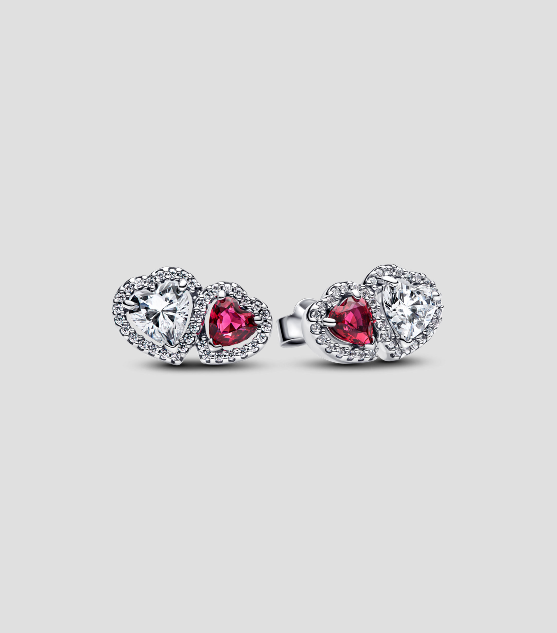Aretes Halo Hearts Stud en plata .925 Mujer