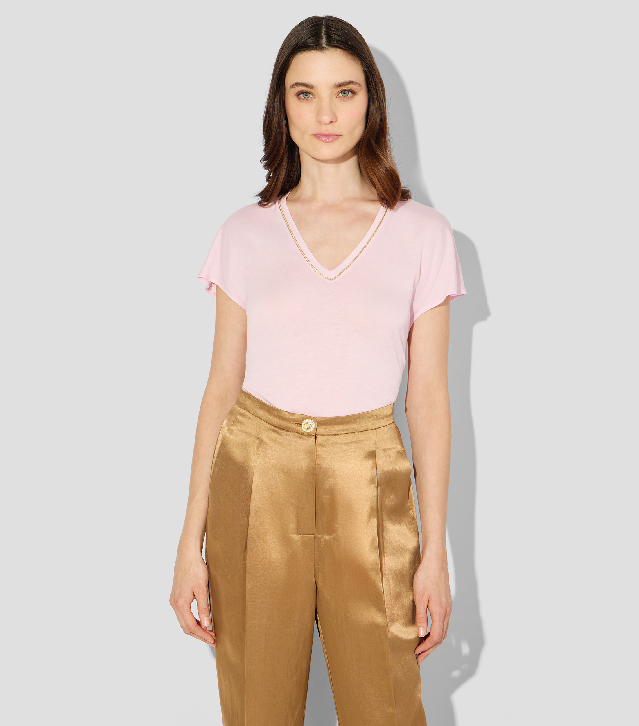 Playera de cuello V sin mangas Mujer