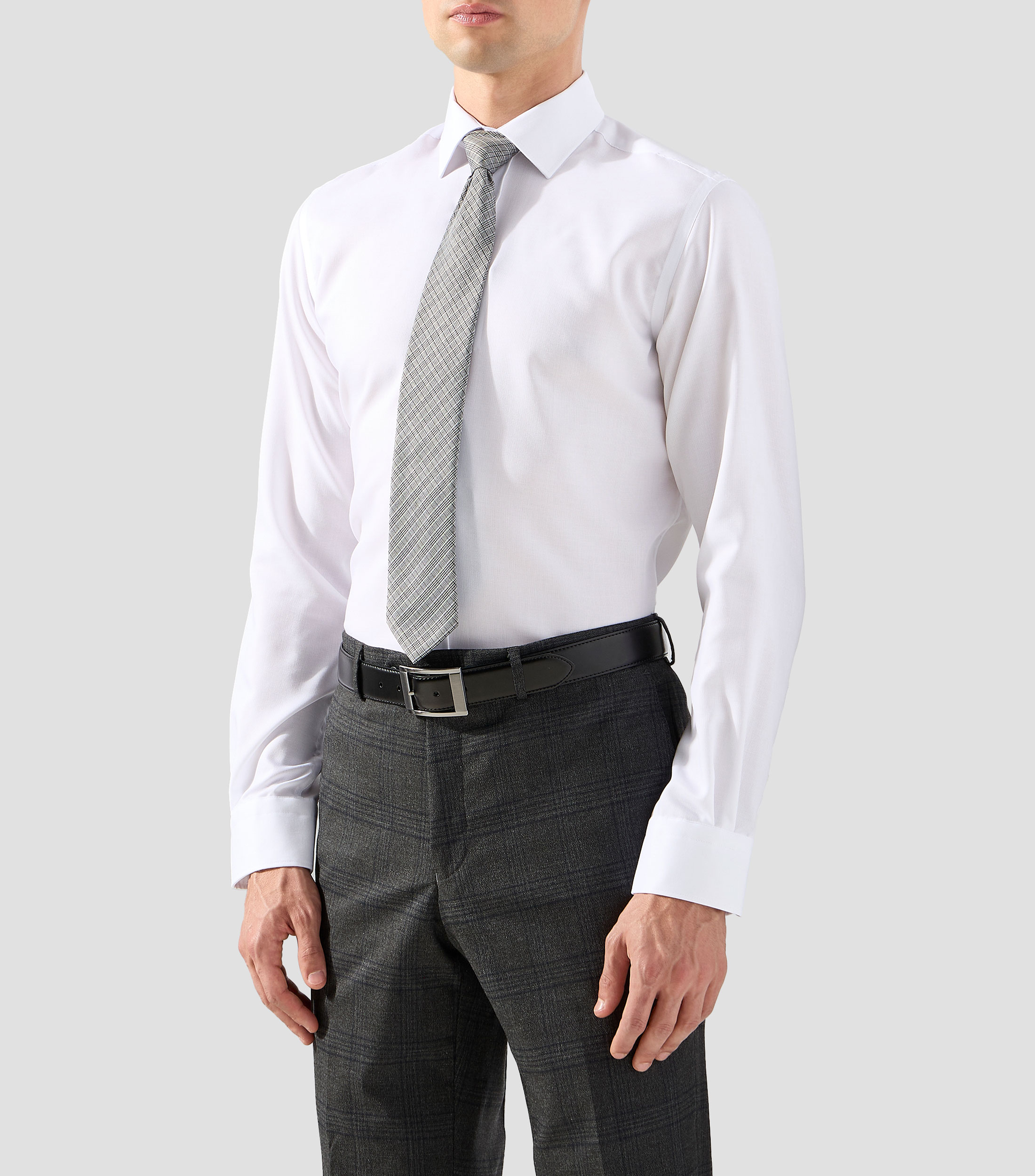 Camisa de vestir lisa manga larga Hombre