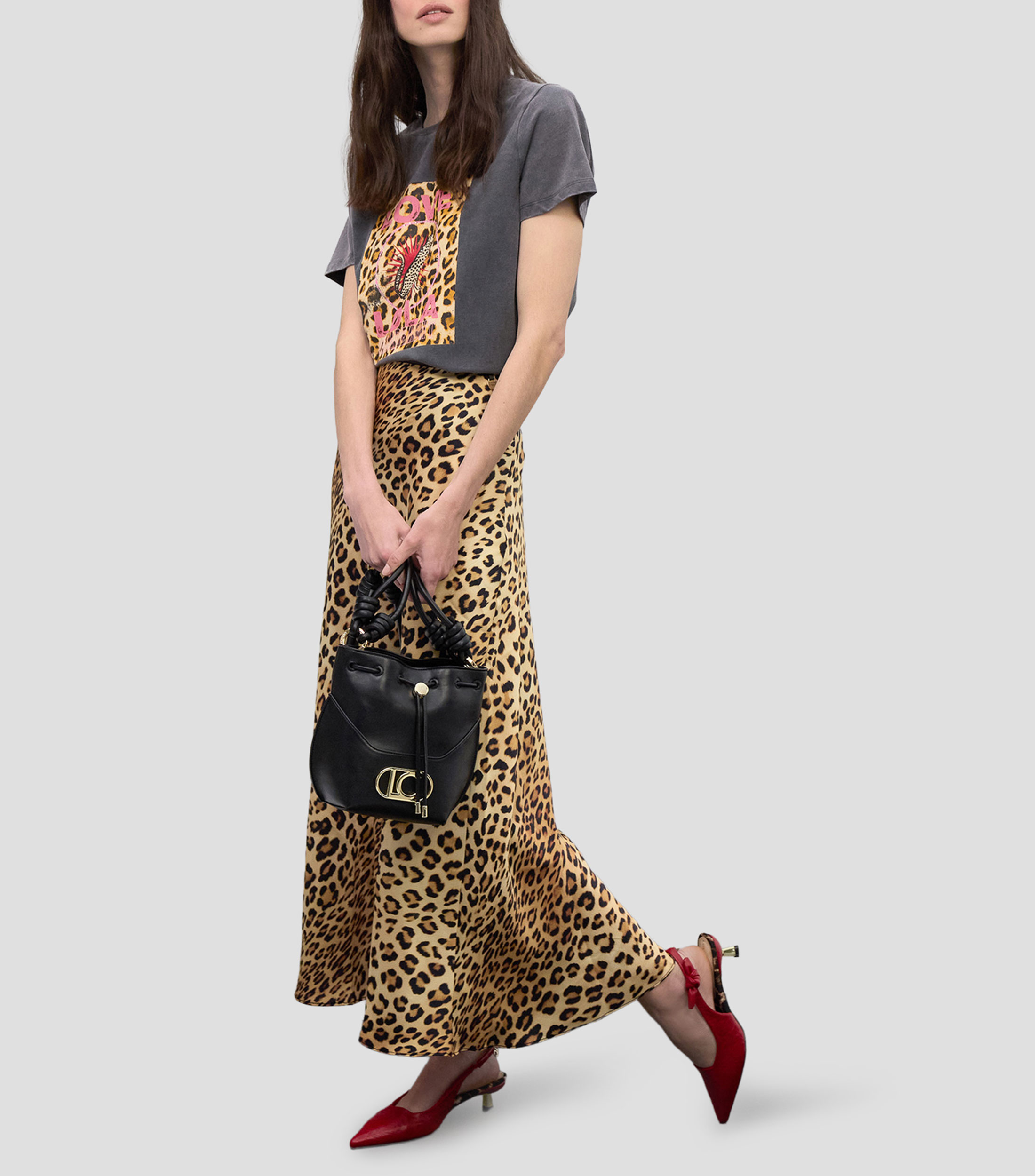 Falda larga de corte regular animalprint Mujer
