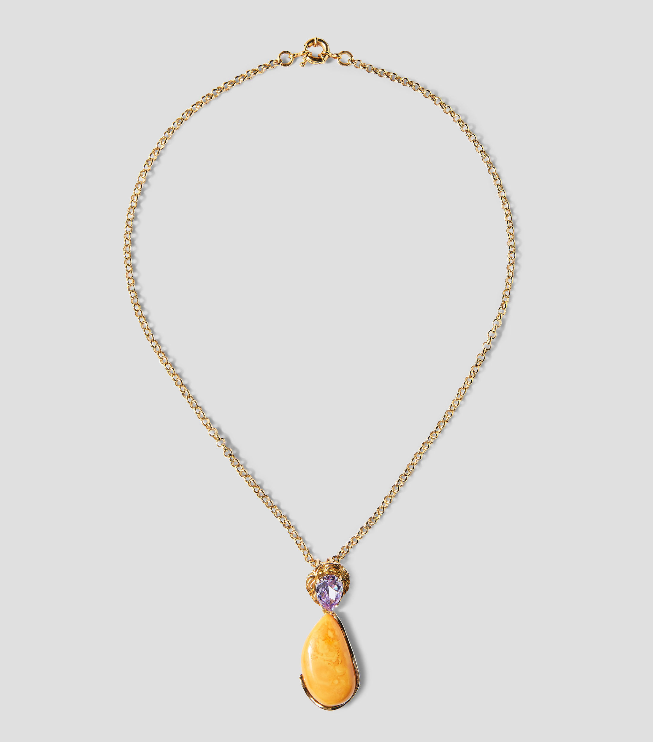 Dije con cadena y ámbar báltico Mujer