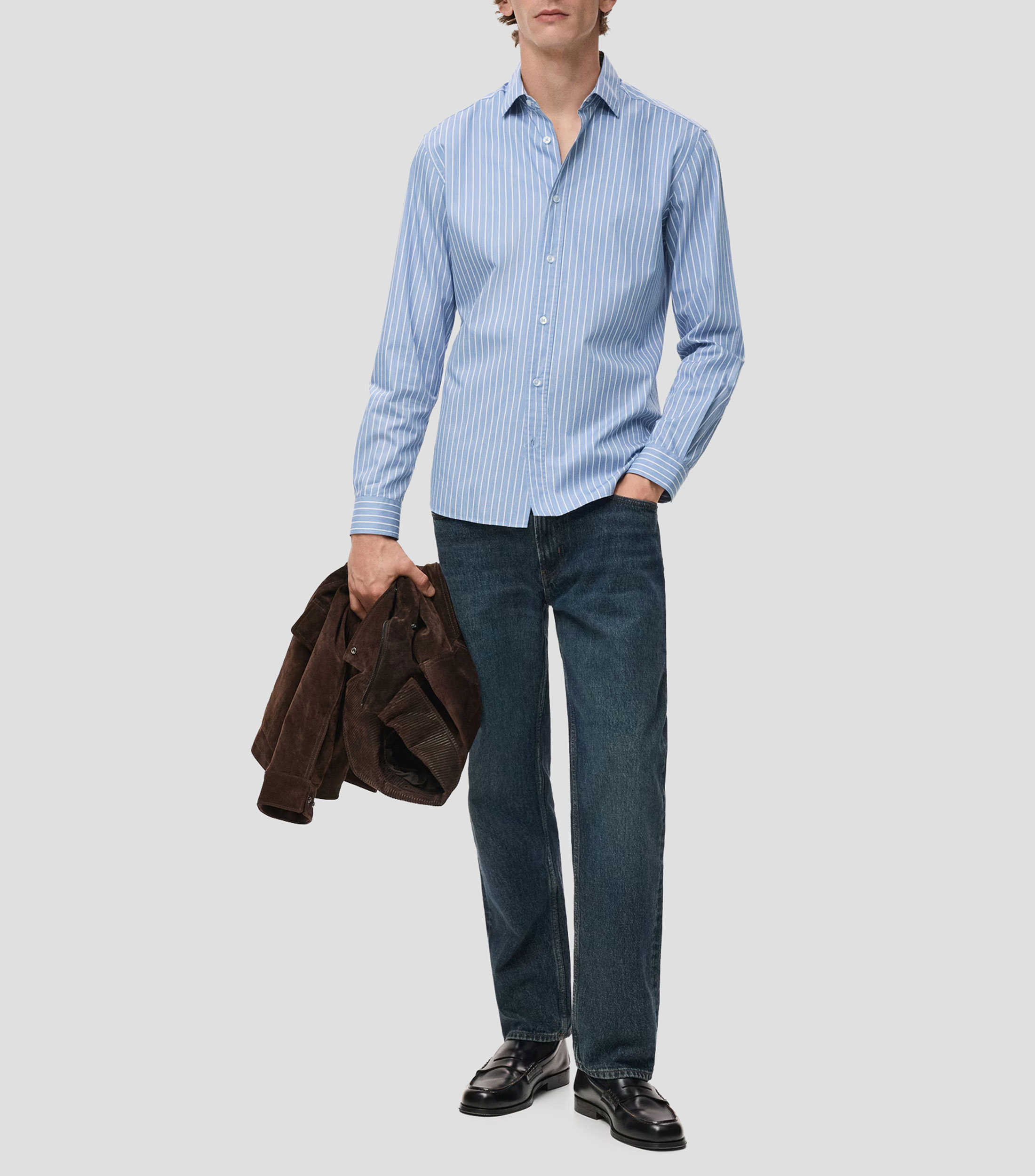 Camisa de rayas manga larga Hombre