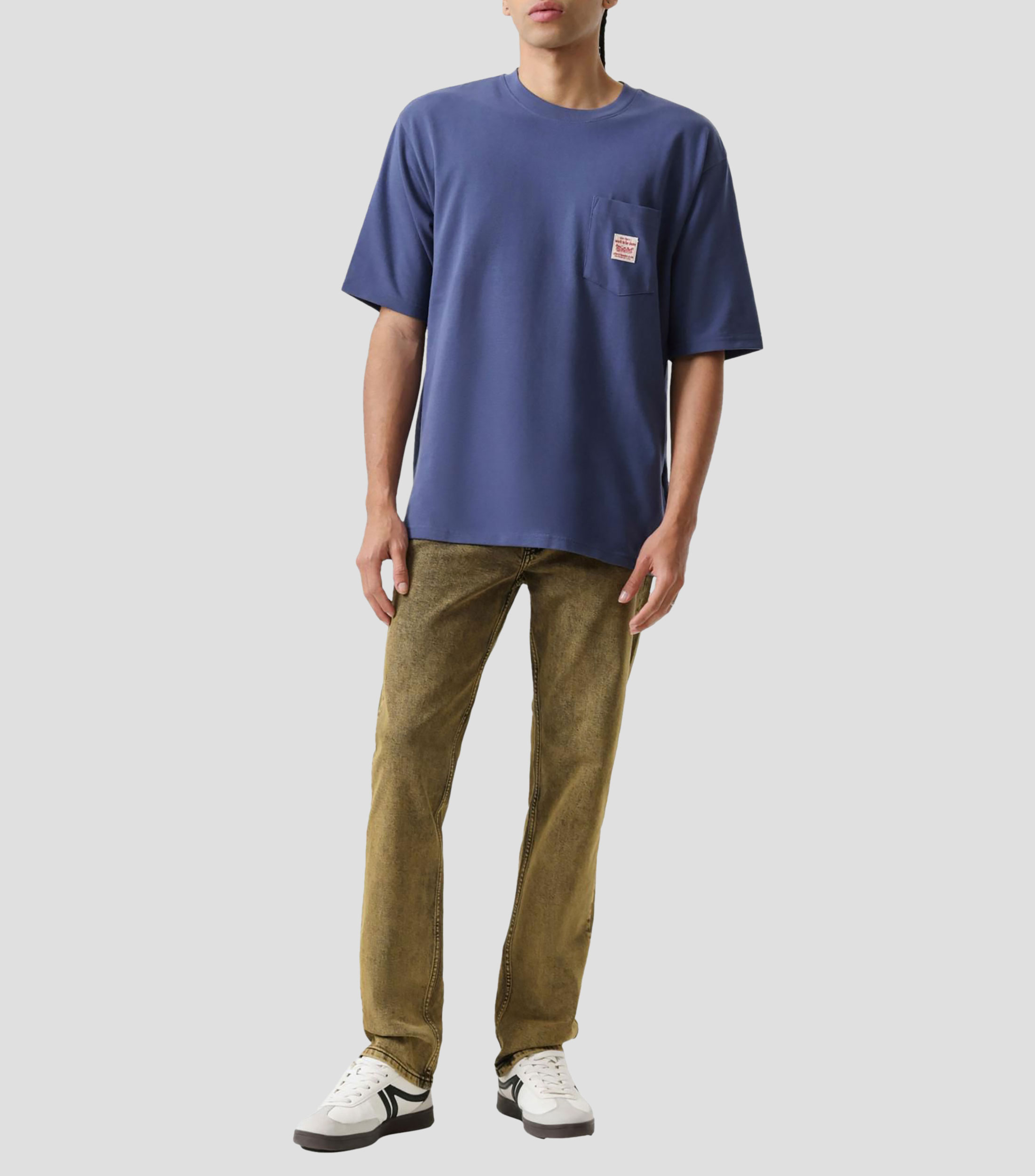 Playera de cuello redondo con manga corta lisa Hombre