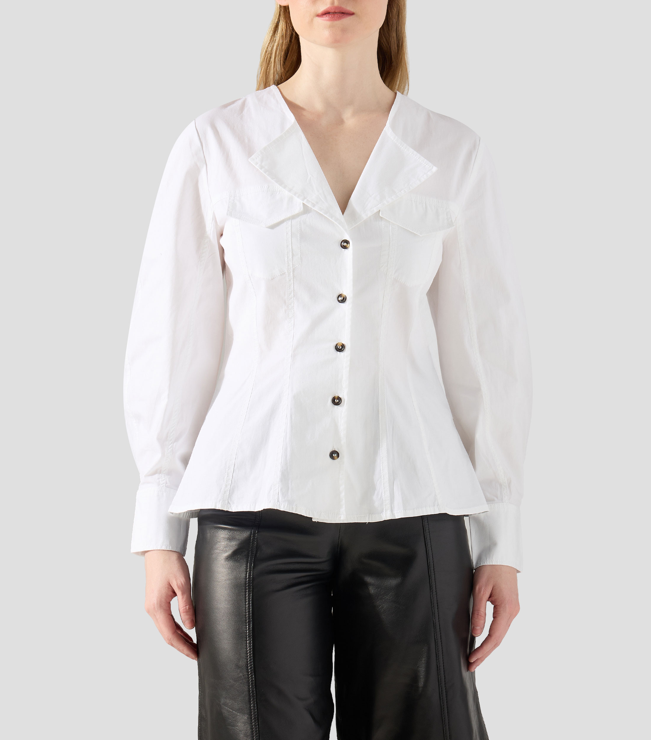 Blusa lisa con manga larga Mujer