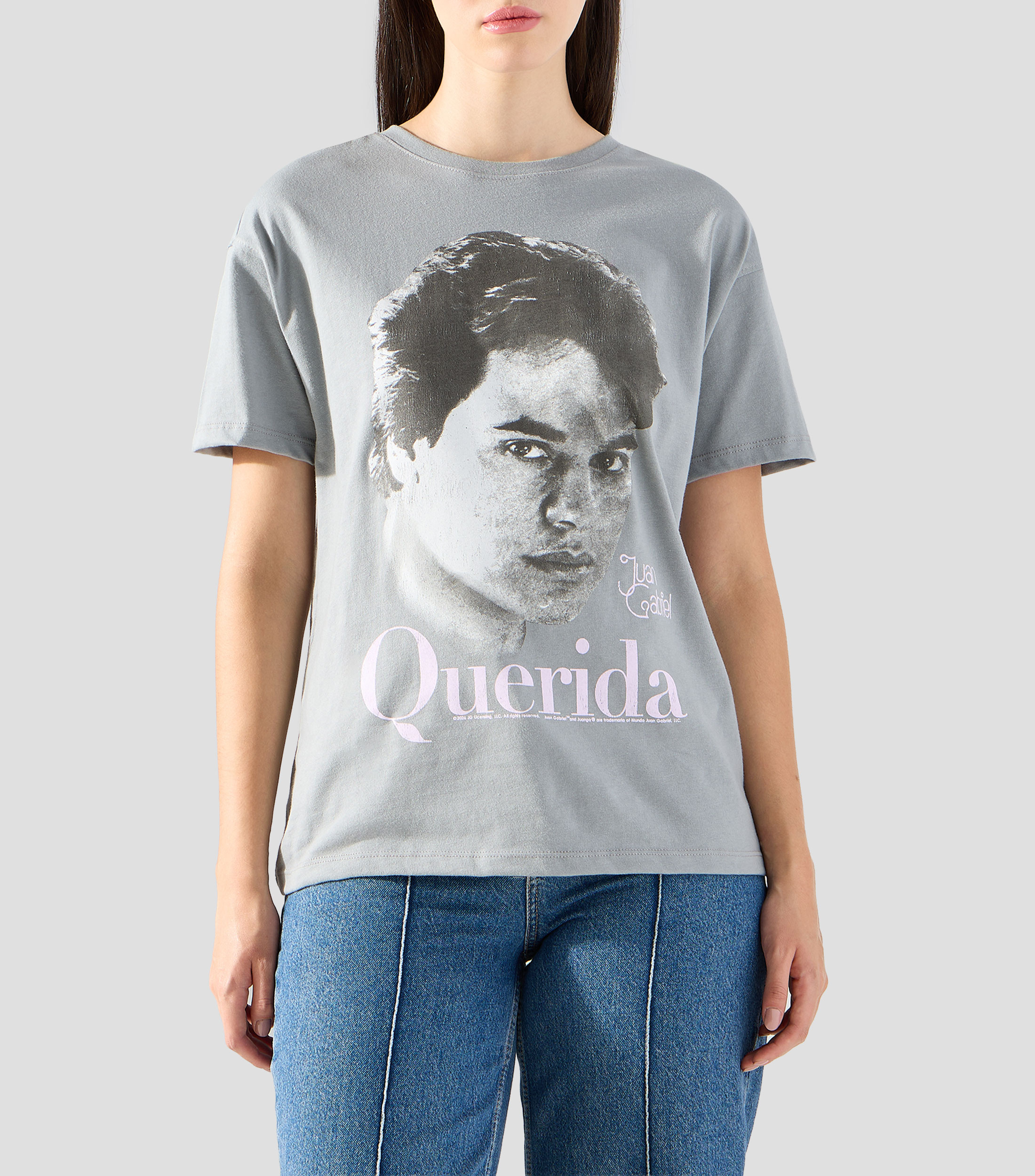 Playera cuello redondo manga corta estampada Mujer