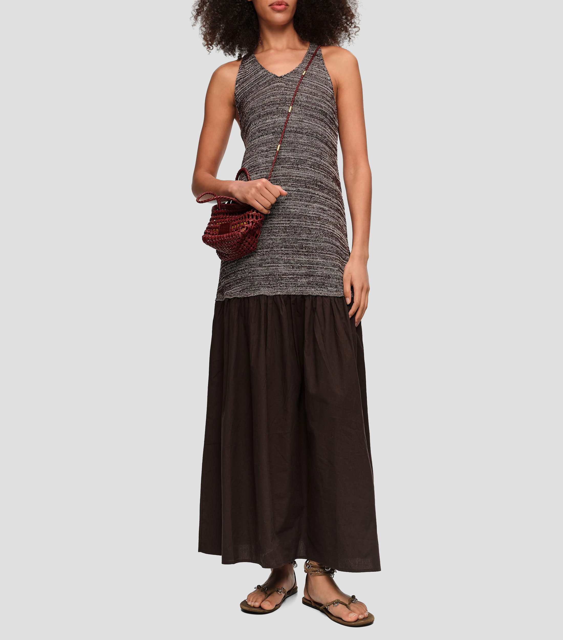 Vestido bimateria punto Mujer