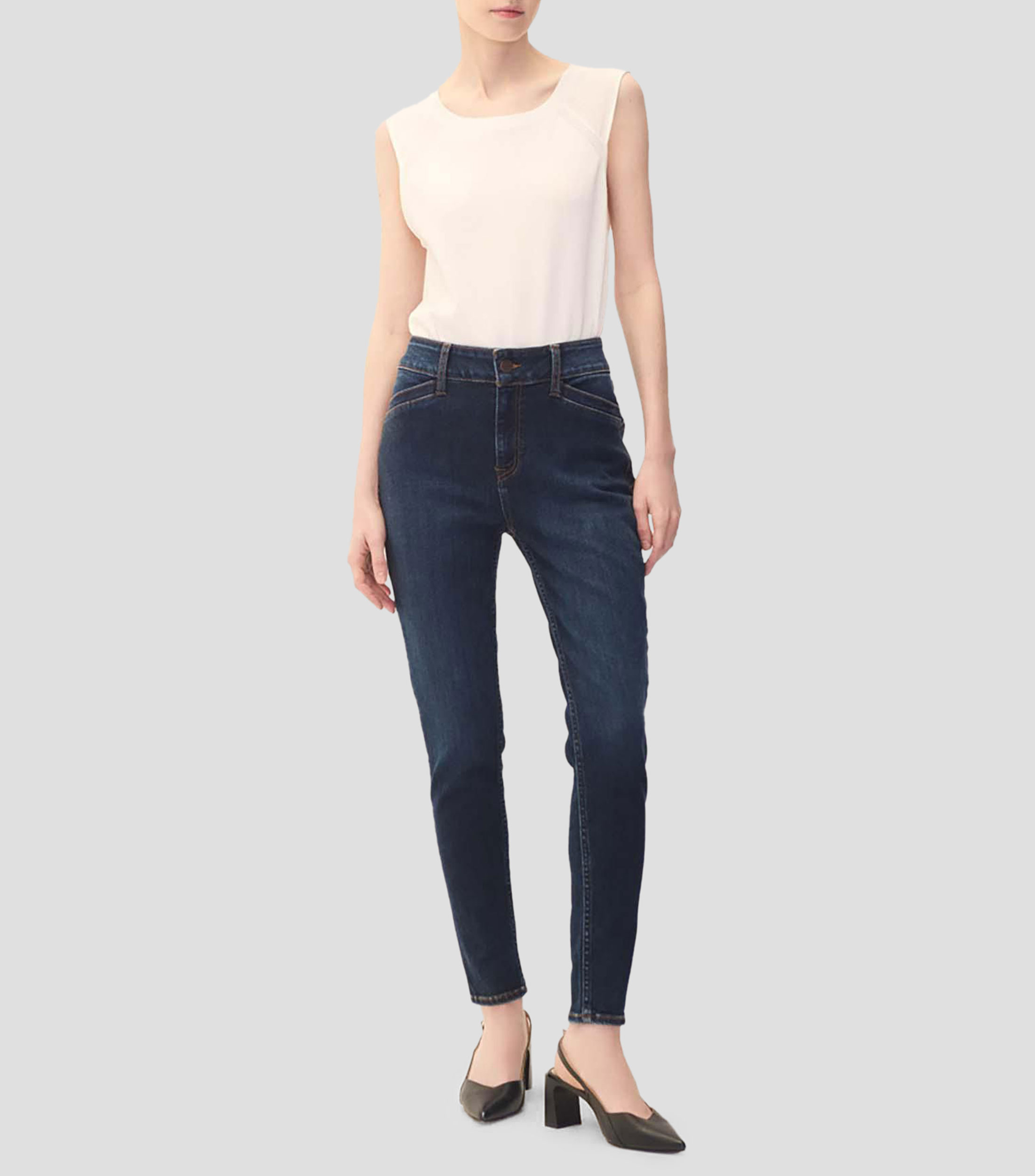 Jeans Skinny Tiro Medio Mujer