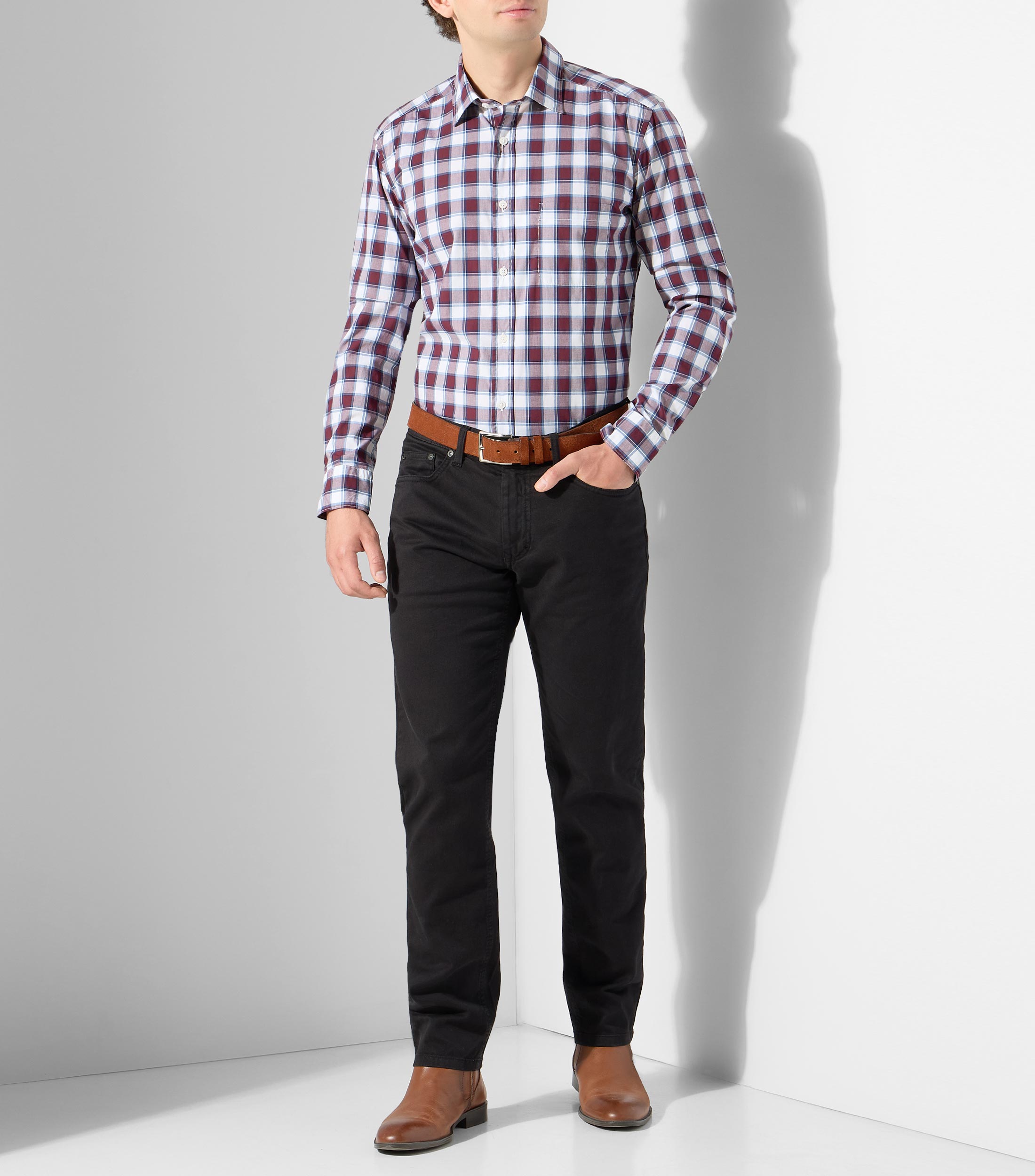 Camisa a cuadros manga larga Hombre