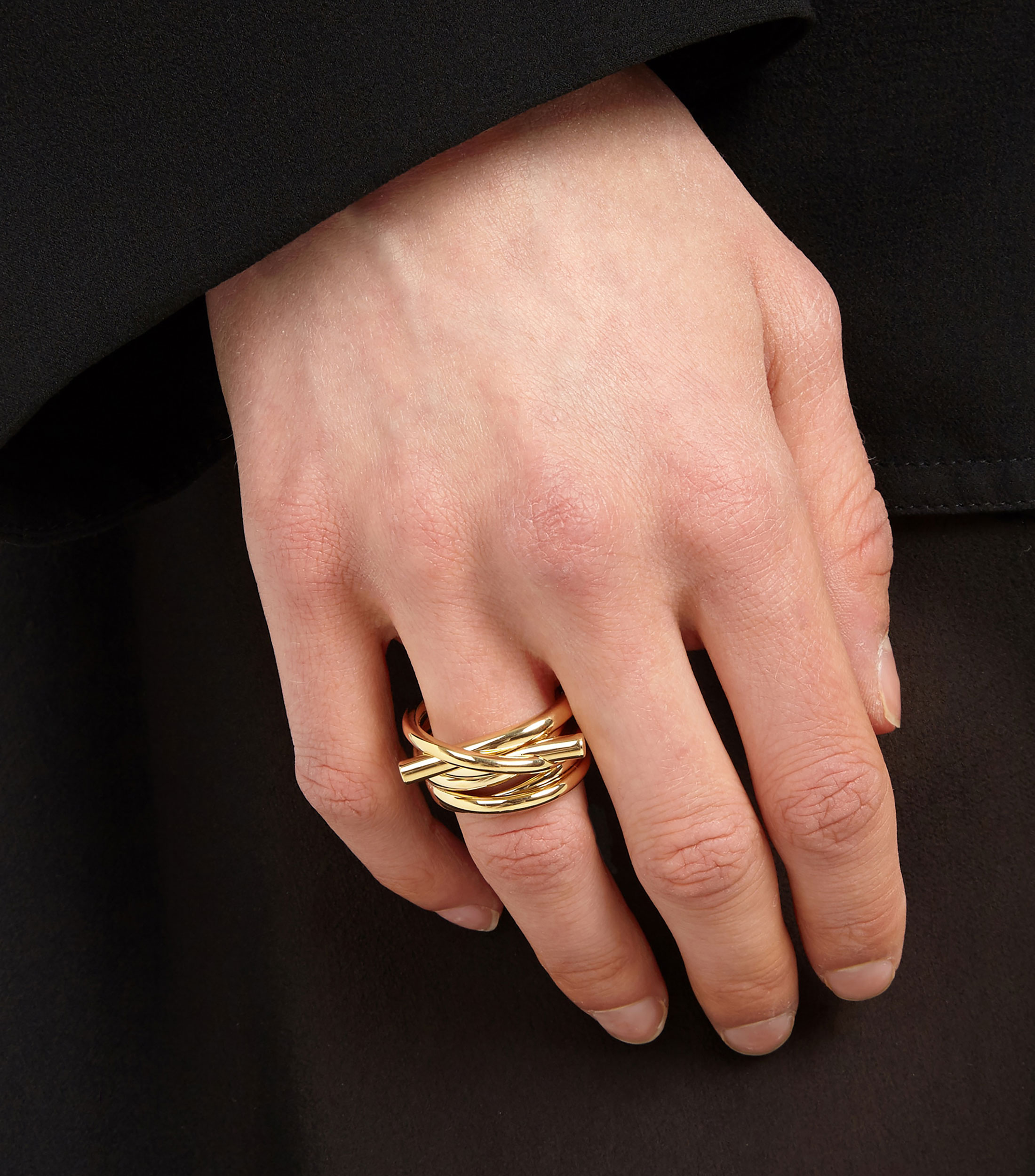 Anillo cuerdas Gancini dorado Mujer