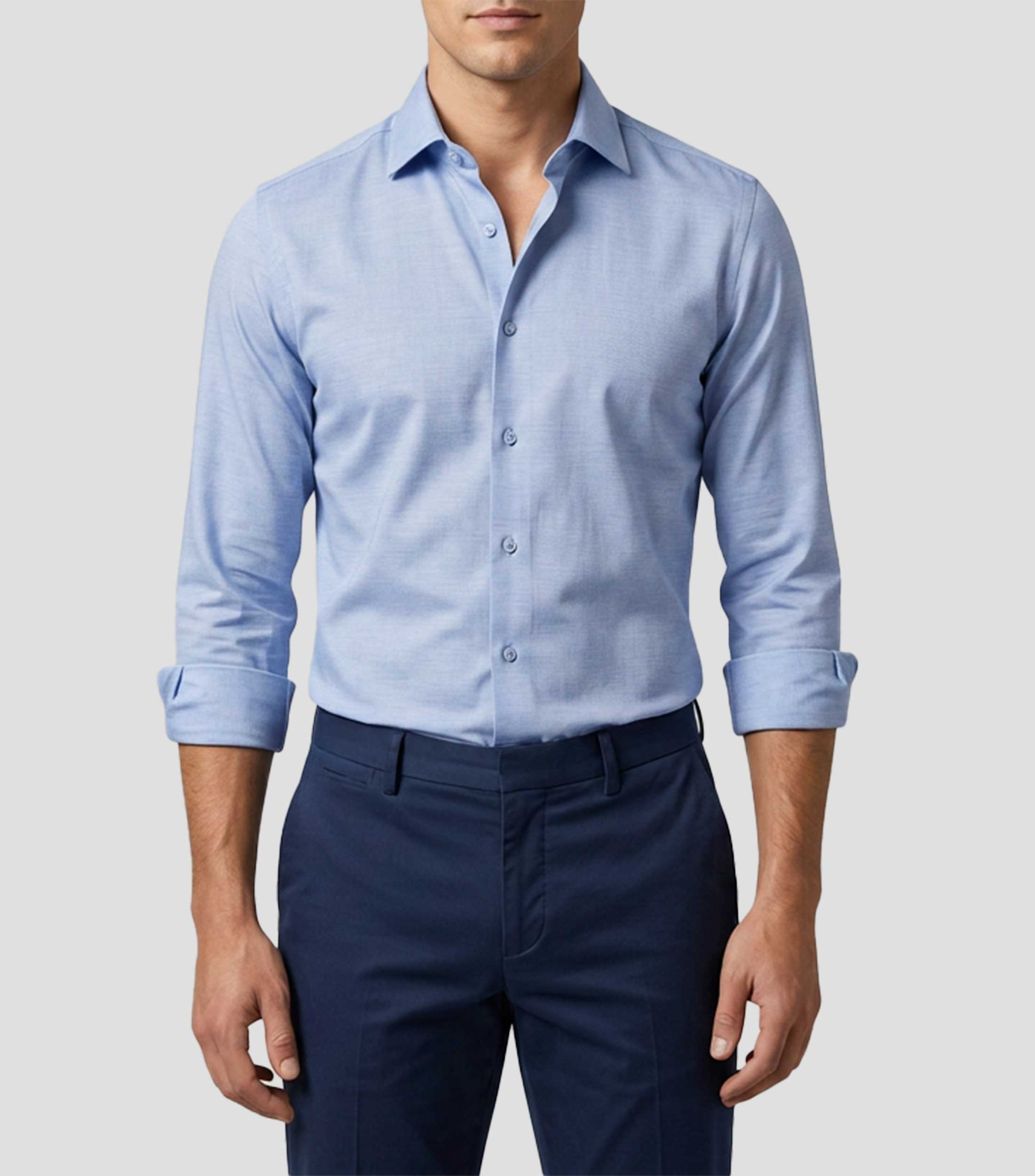 Camisa jaspeada manga larga Hombre