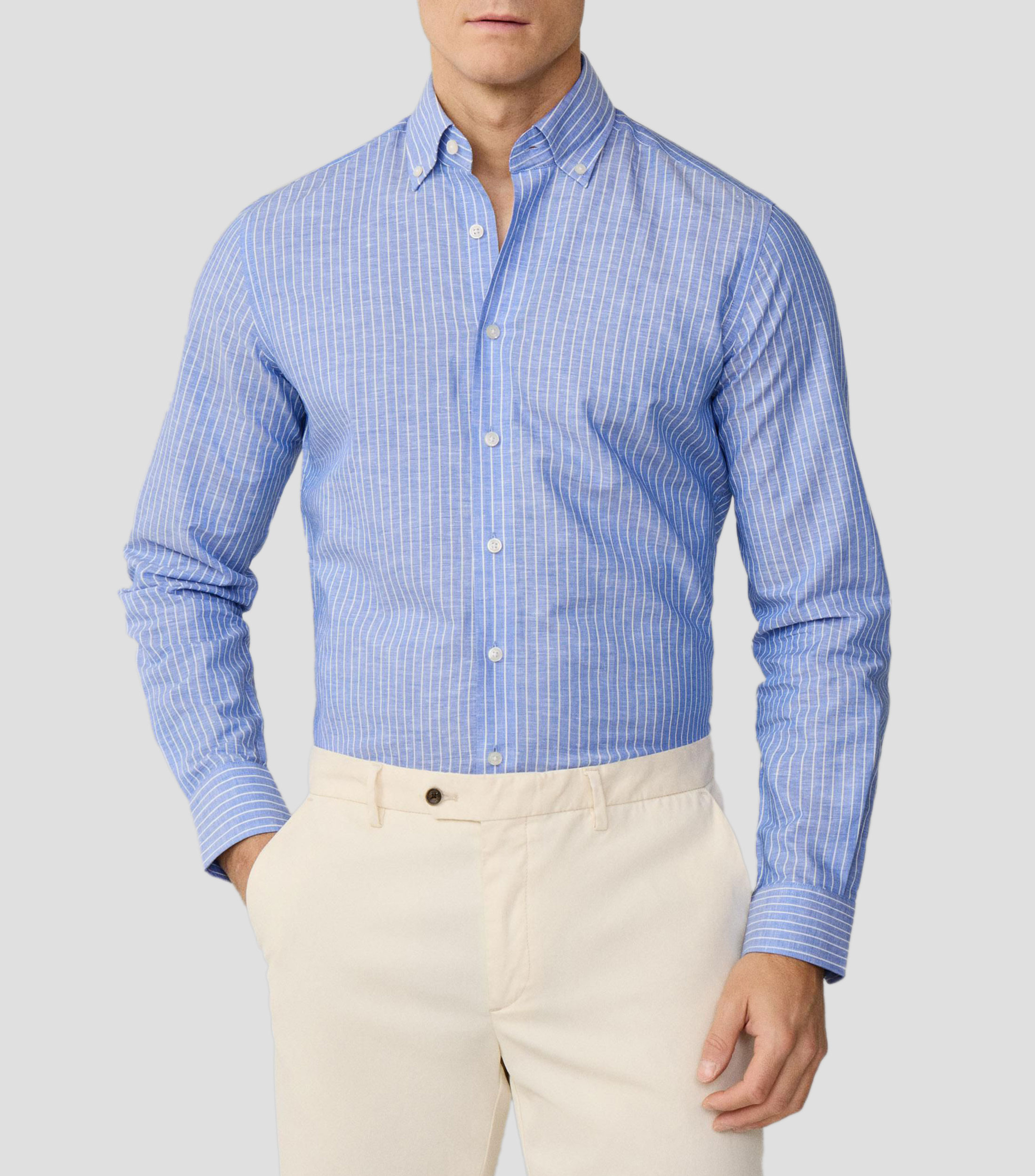 Camisa de rayas con manga larga Hombre