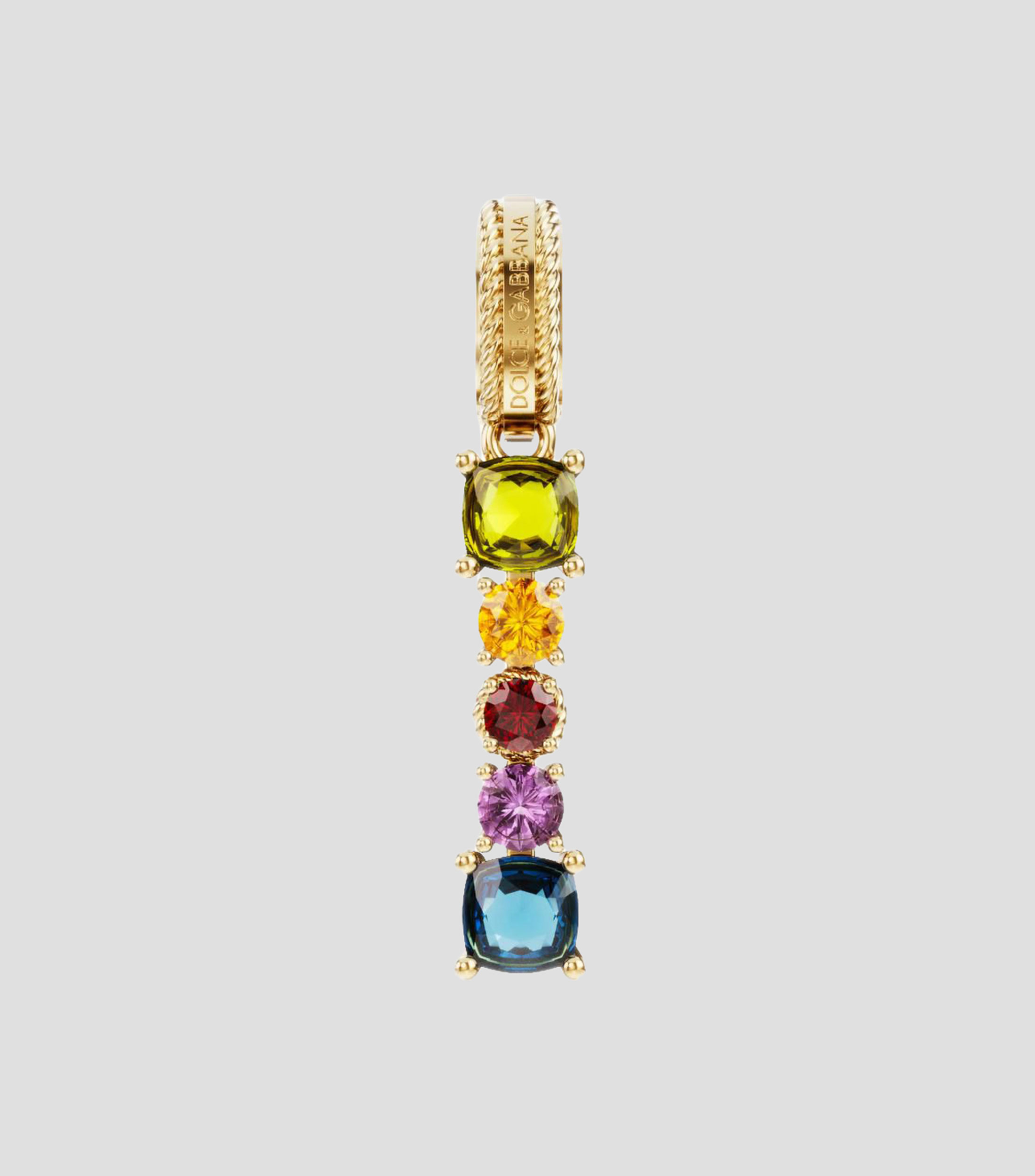 Charm Mini Letra I en Oro de 18 Kilates con gemas naturales Mujer