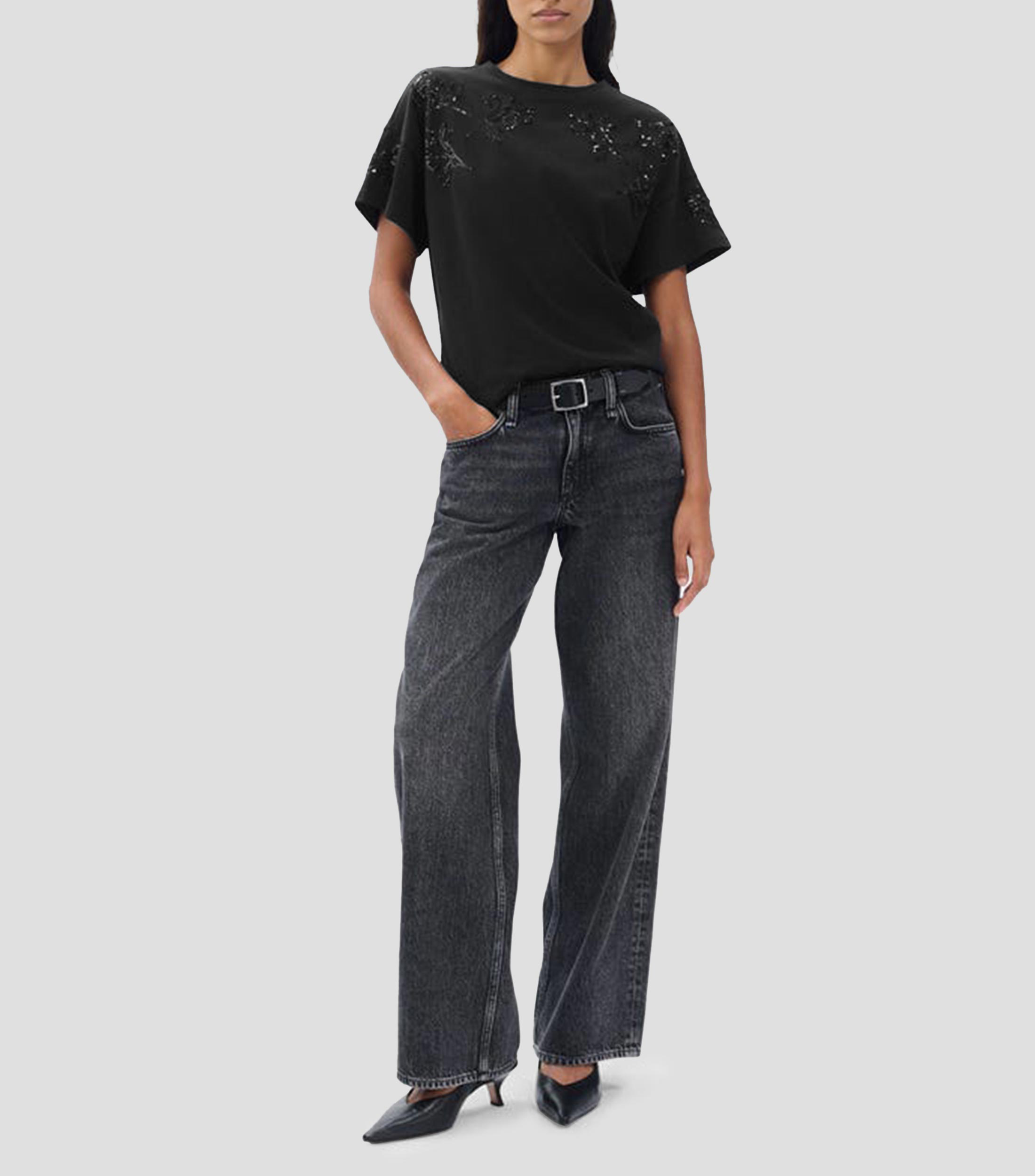 Playera cuello redondo manga corta lisa Mujer