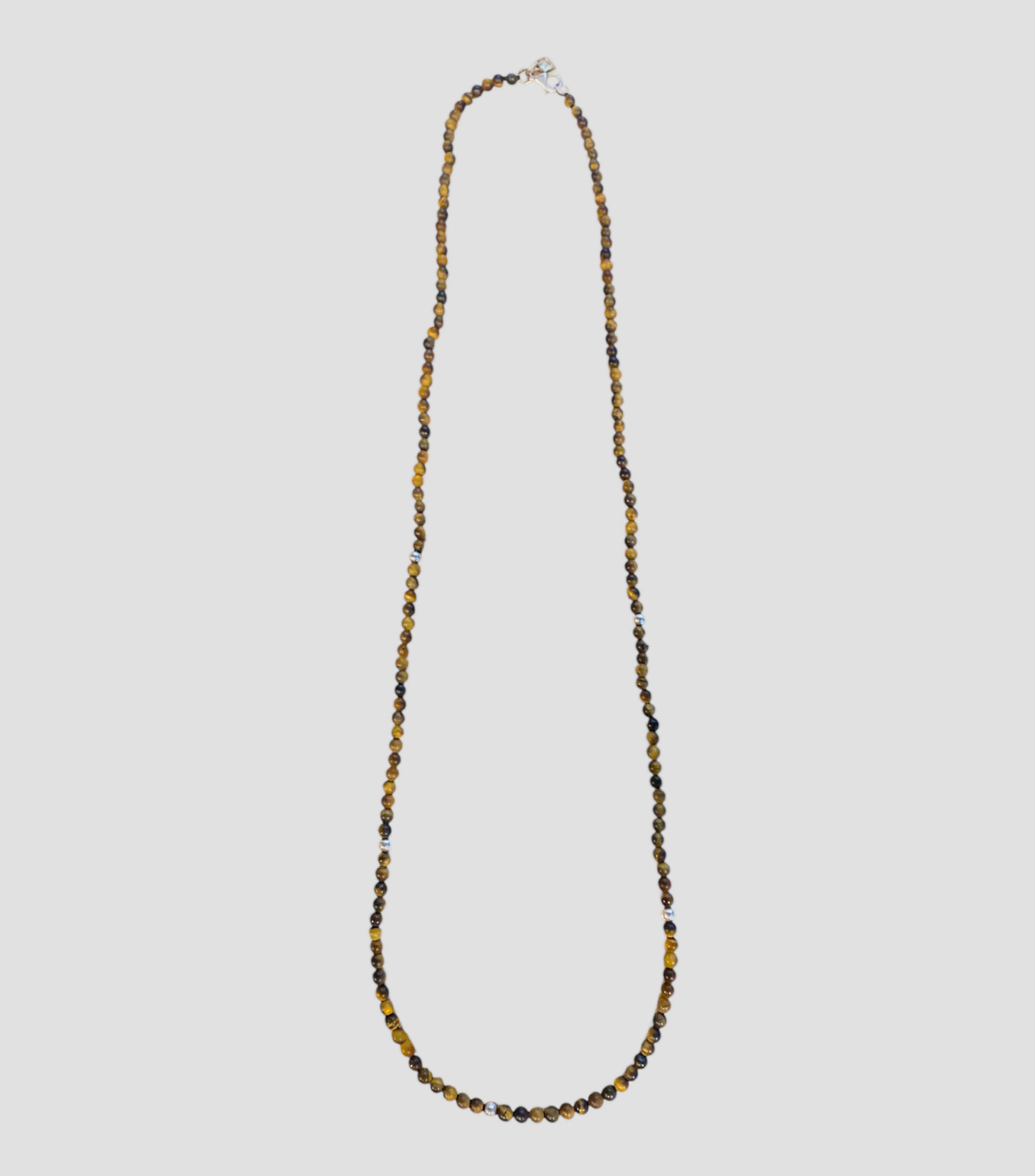 Collar en plata .925 cuentas ojo de tigre Hombre