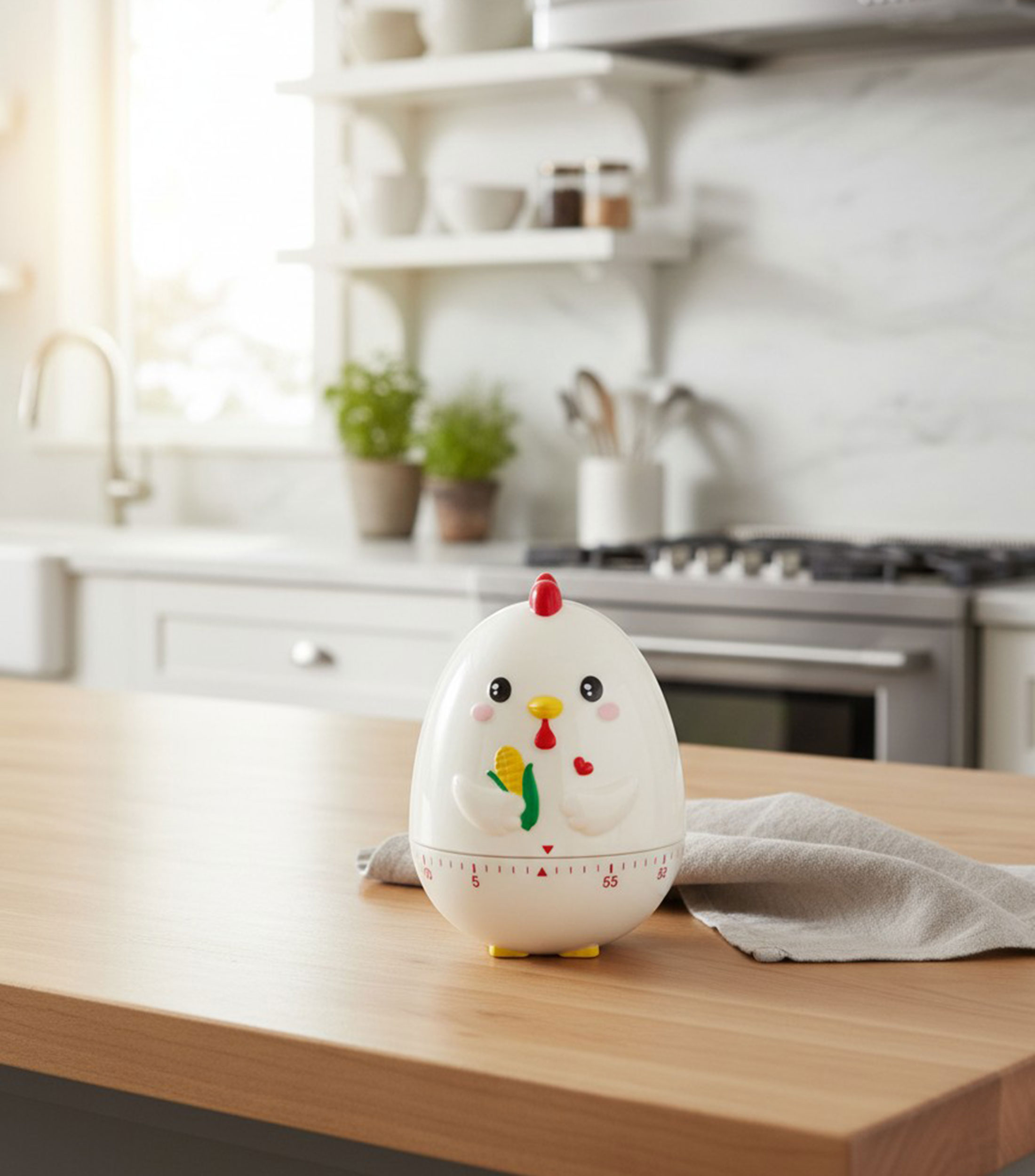 Temporizador de cocina Gallina blanco