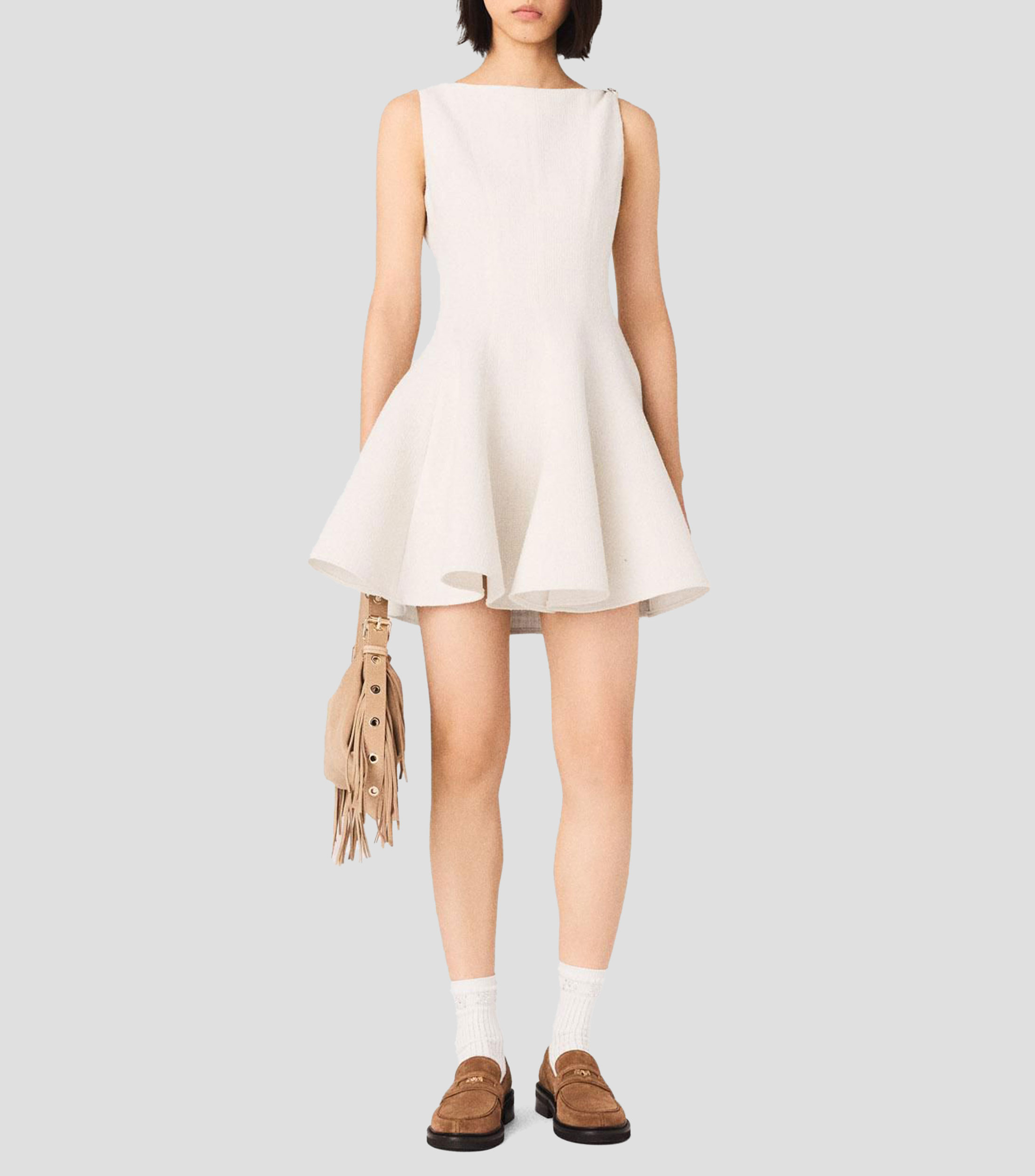 Vestido corto liso Mujer