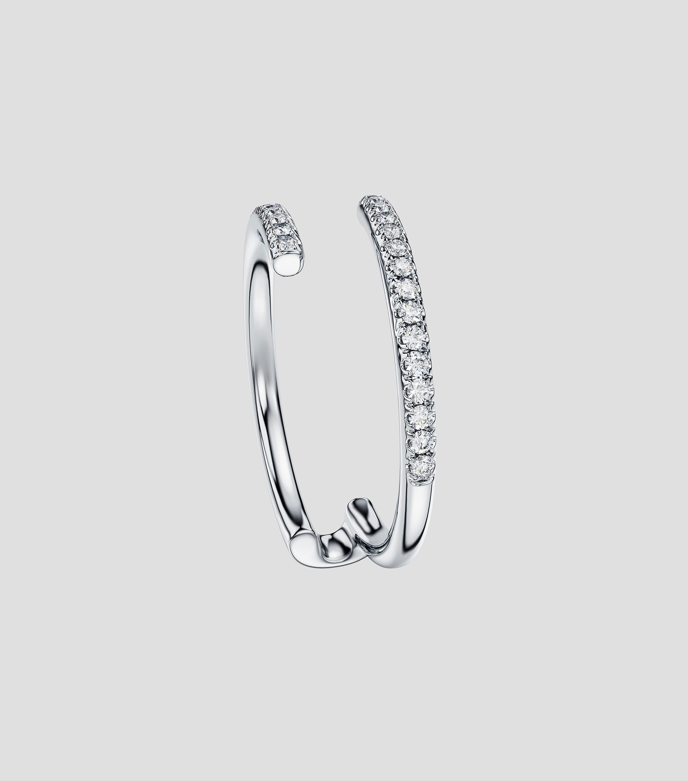 Anillo abierto en oro blanco de 18 kilates Etenrity con diamantes Mujer, Talla 5