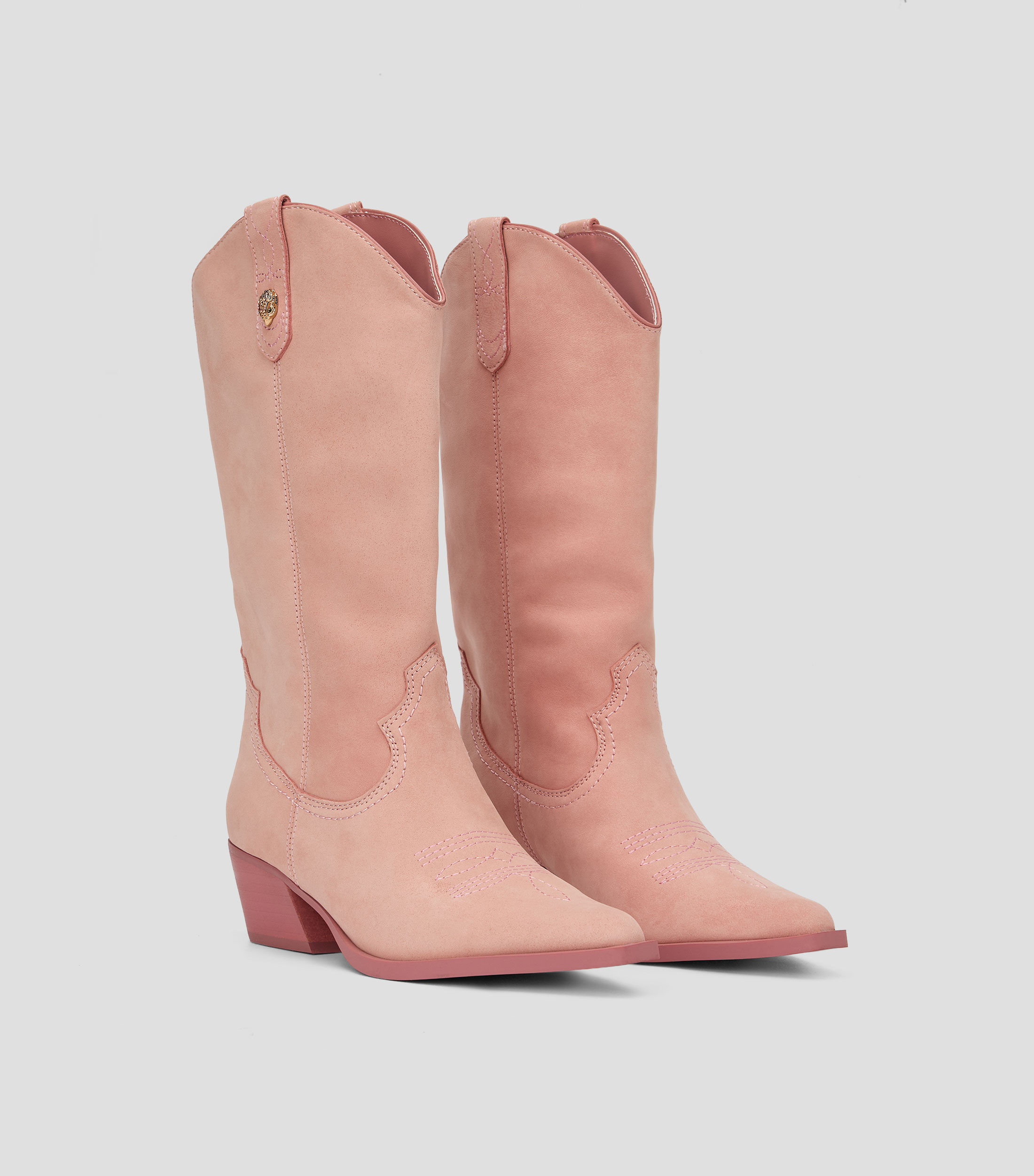 Botas vaqueras largas Kiss en piel vacuna con tacón bajo ancho Mujer