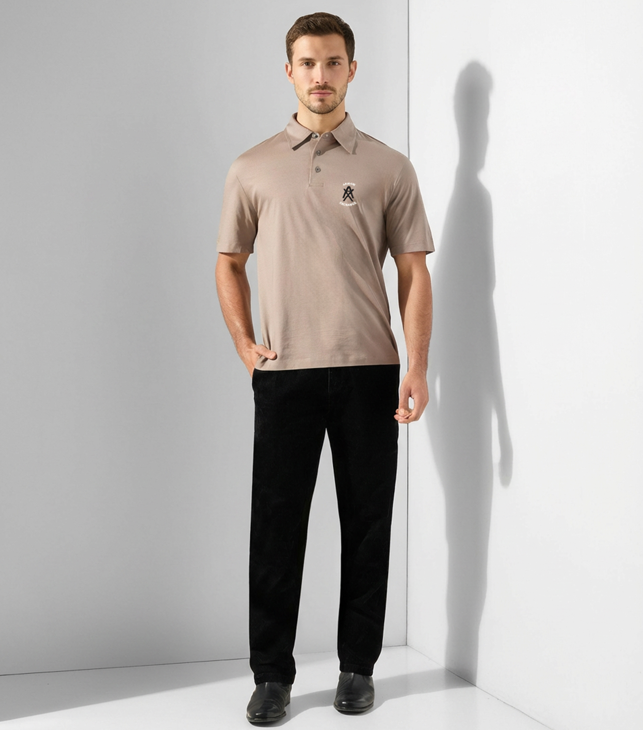 Playera tipo polo manga corta lisa Hombre