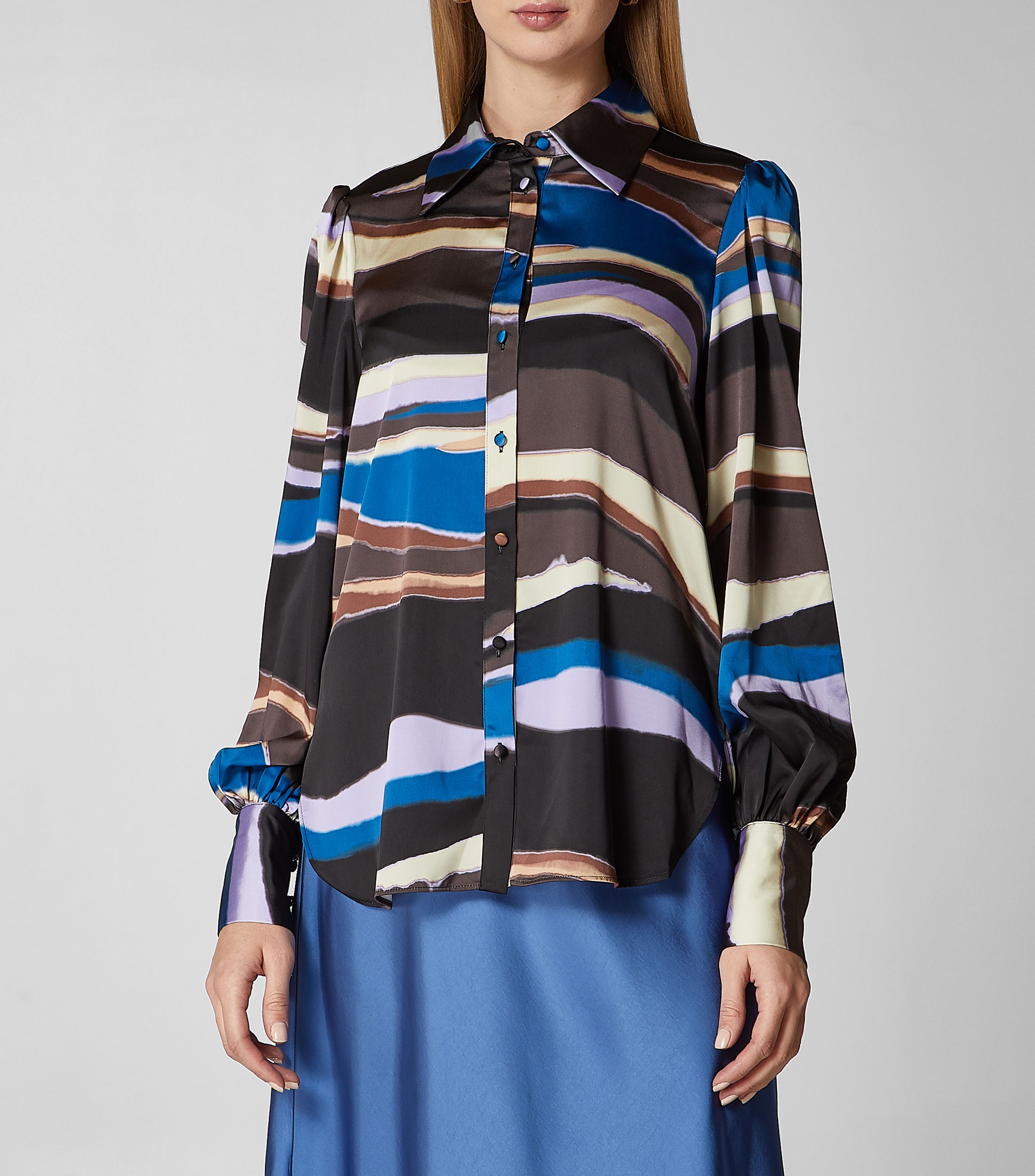 Blusa estampada con manga larga Mujer