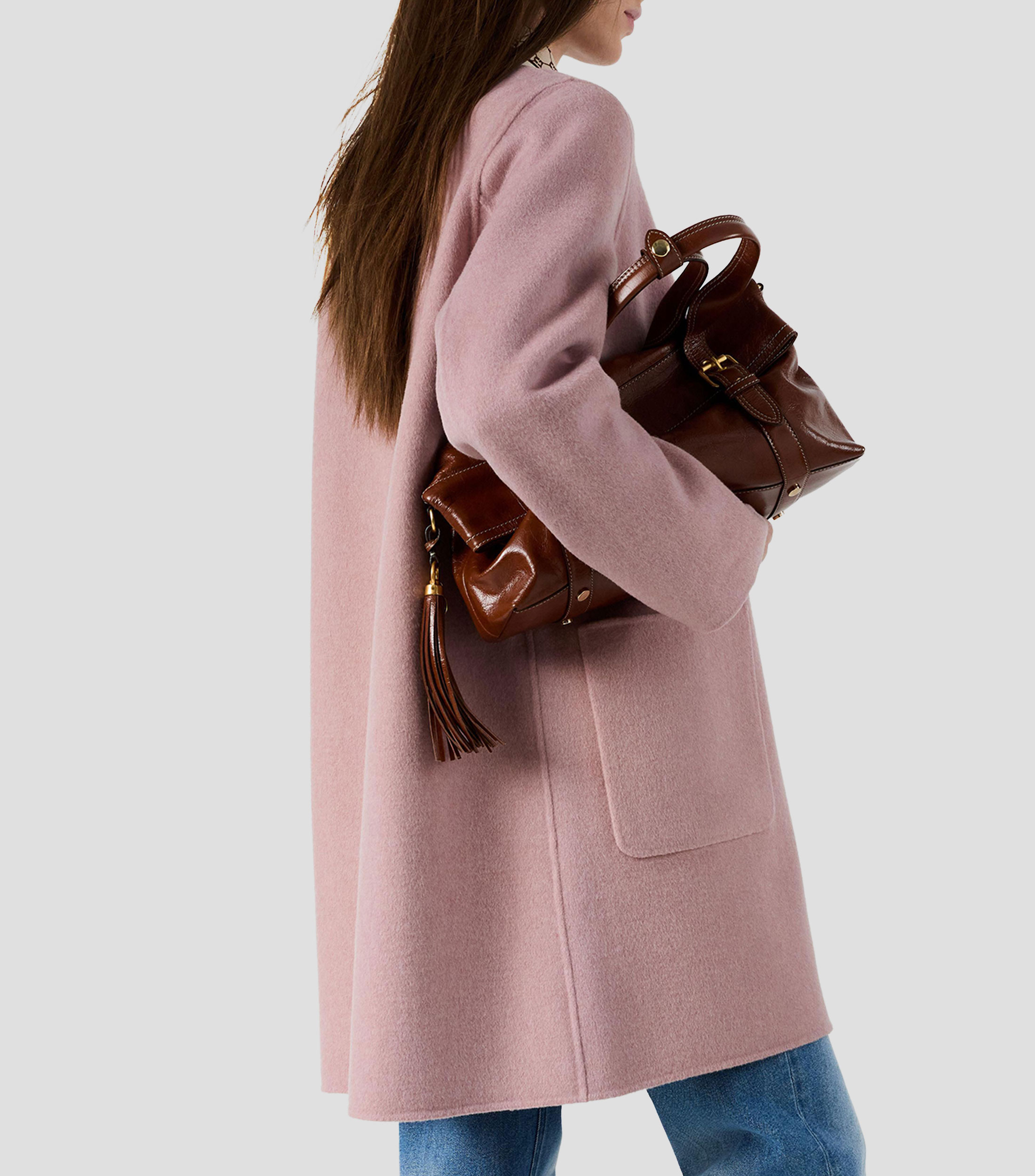 Abrigo reversible tres cuartos con botones Mujer