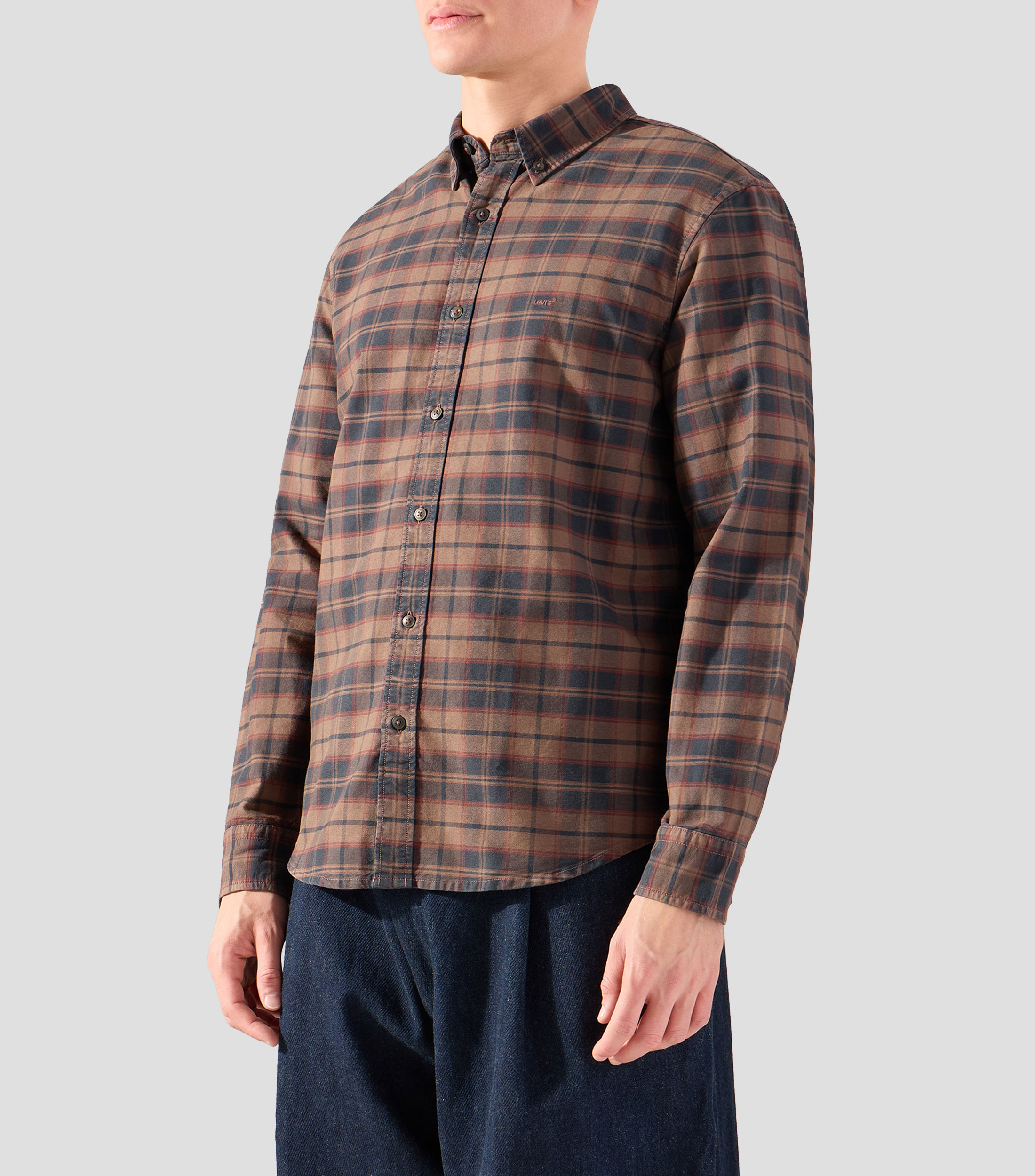 Camisa de cuadros con manga larga Hombre