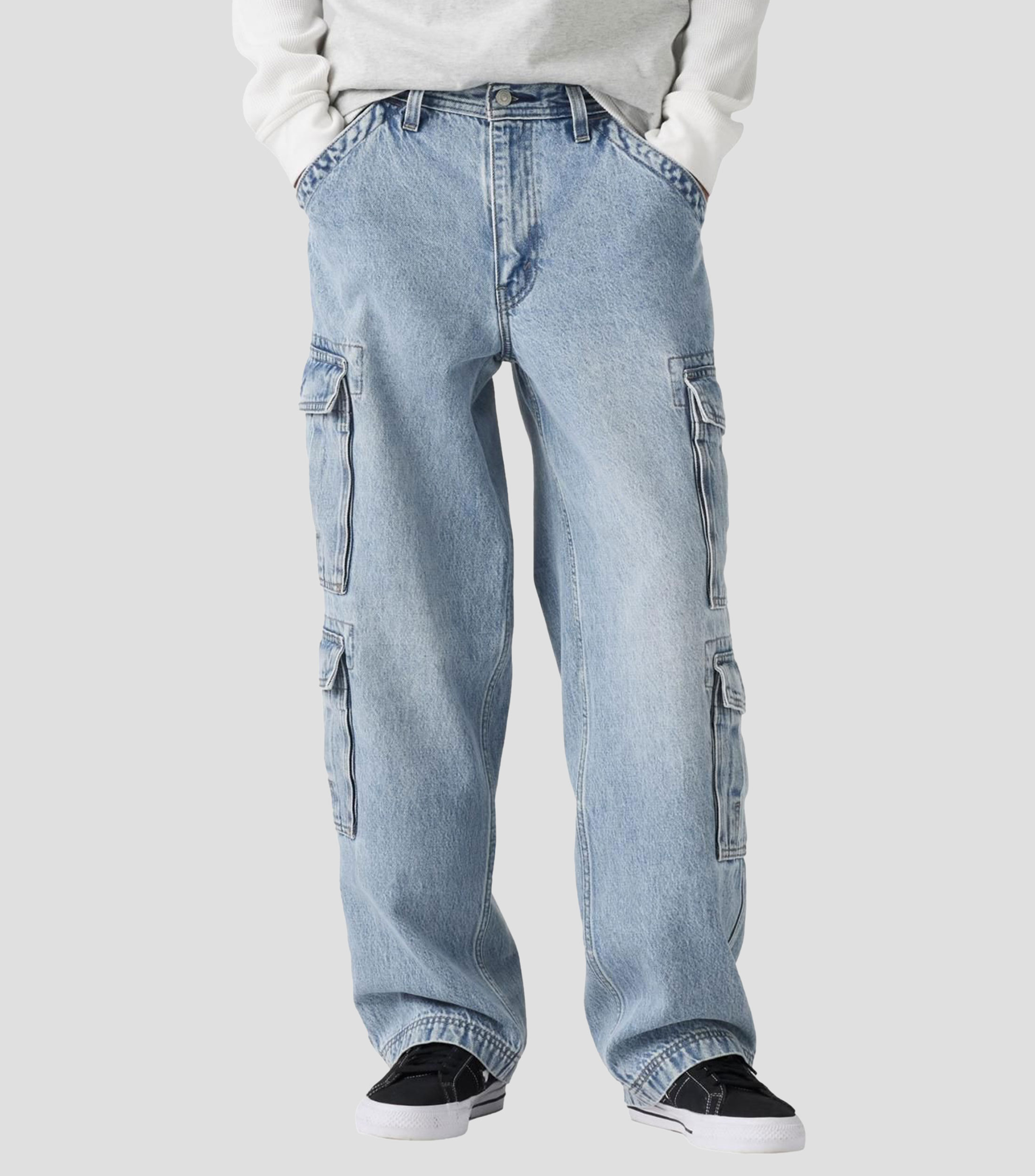 Jeans amplio sólido Hombre