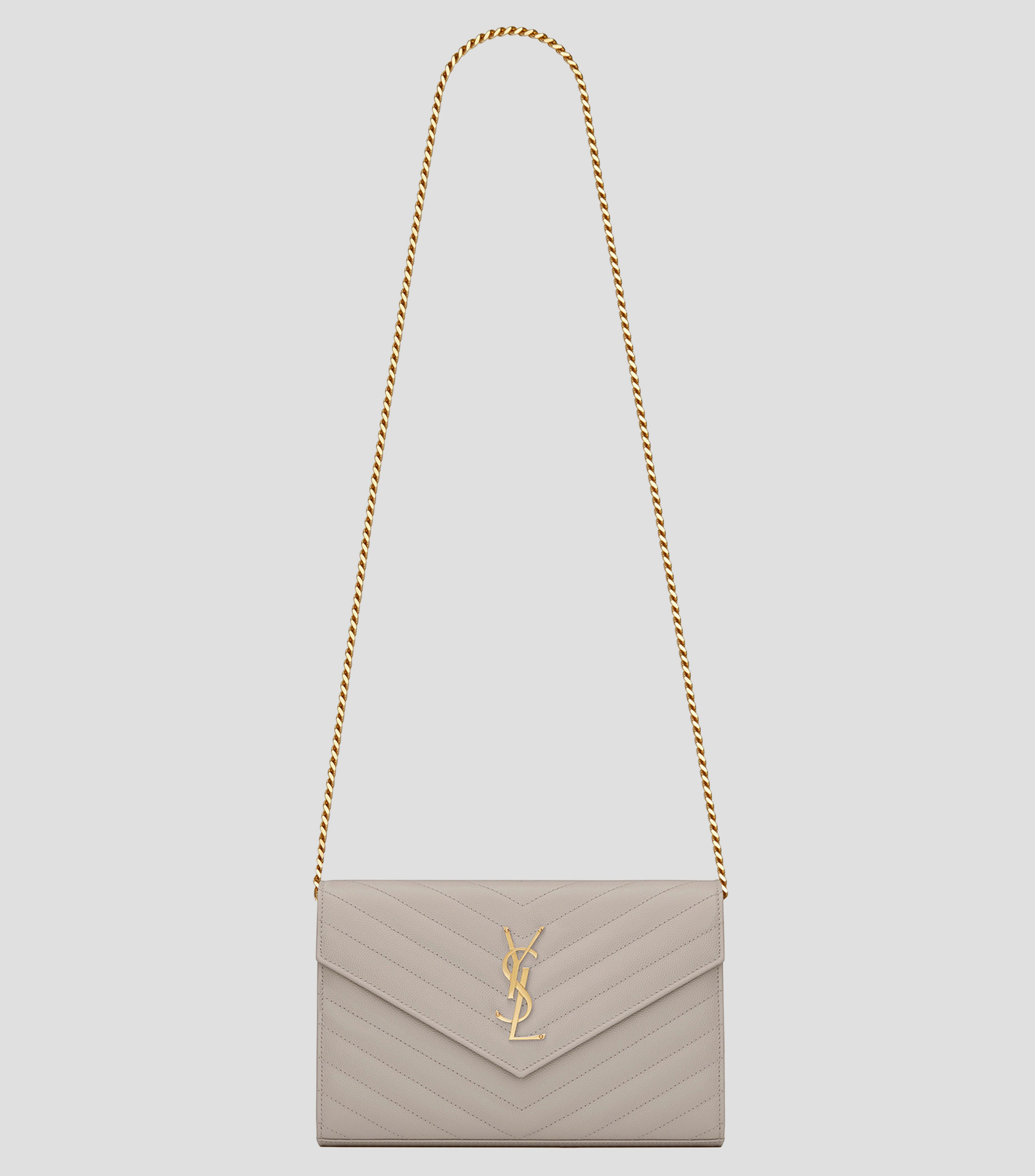 Cartera en piel con cadena Cassandre capitoneada Mujer