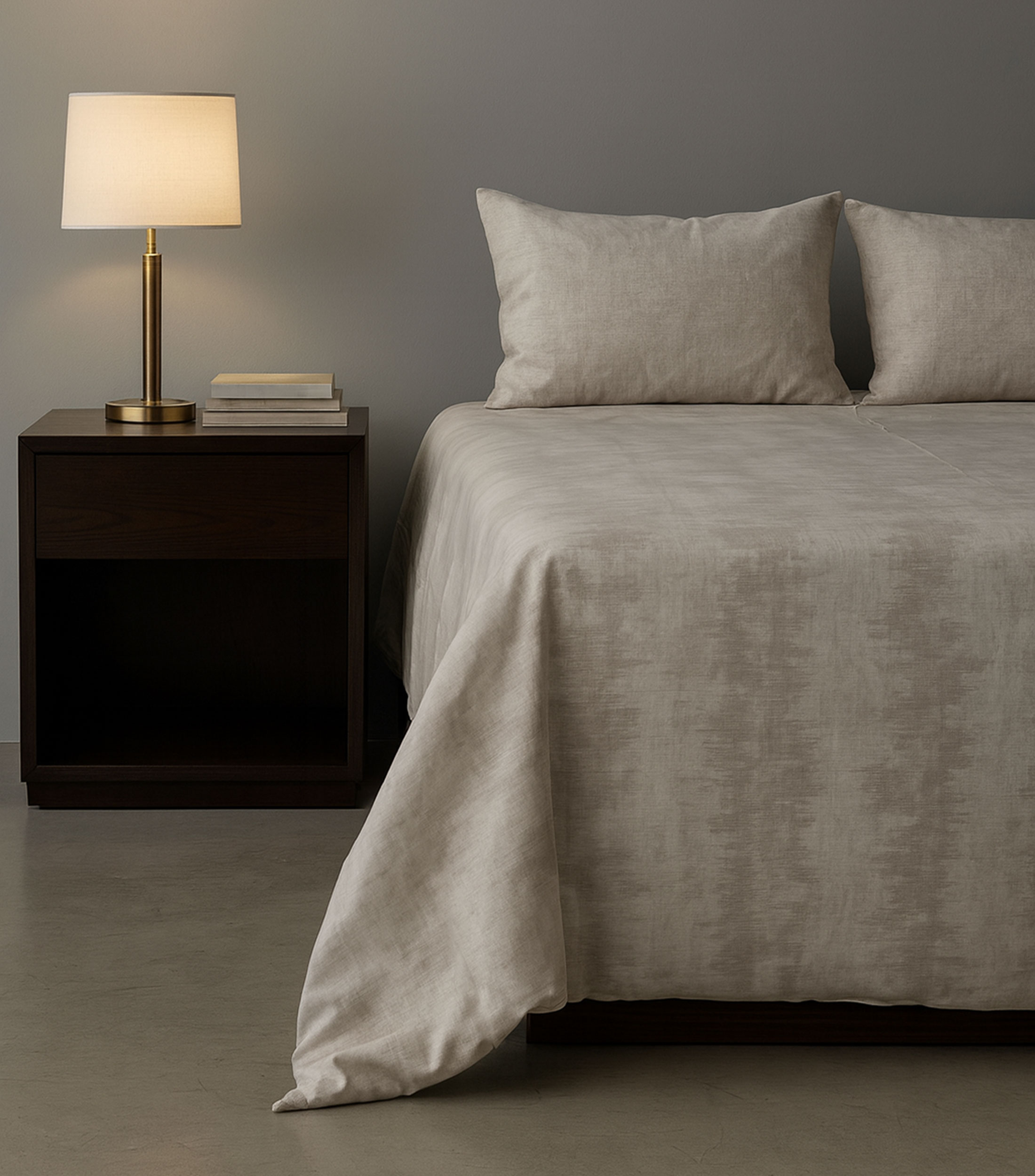 Funda para duvet queen size en algodón y lino Ombre Arredo gris