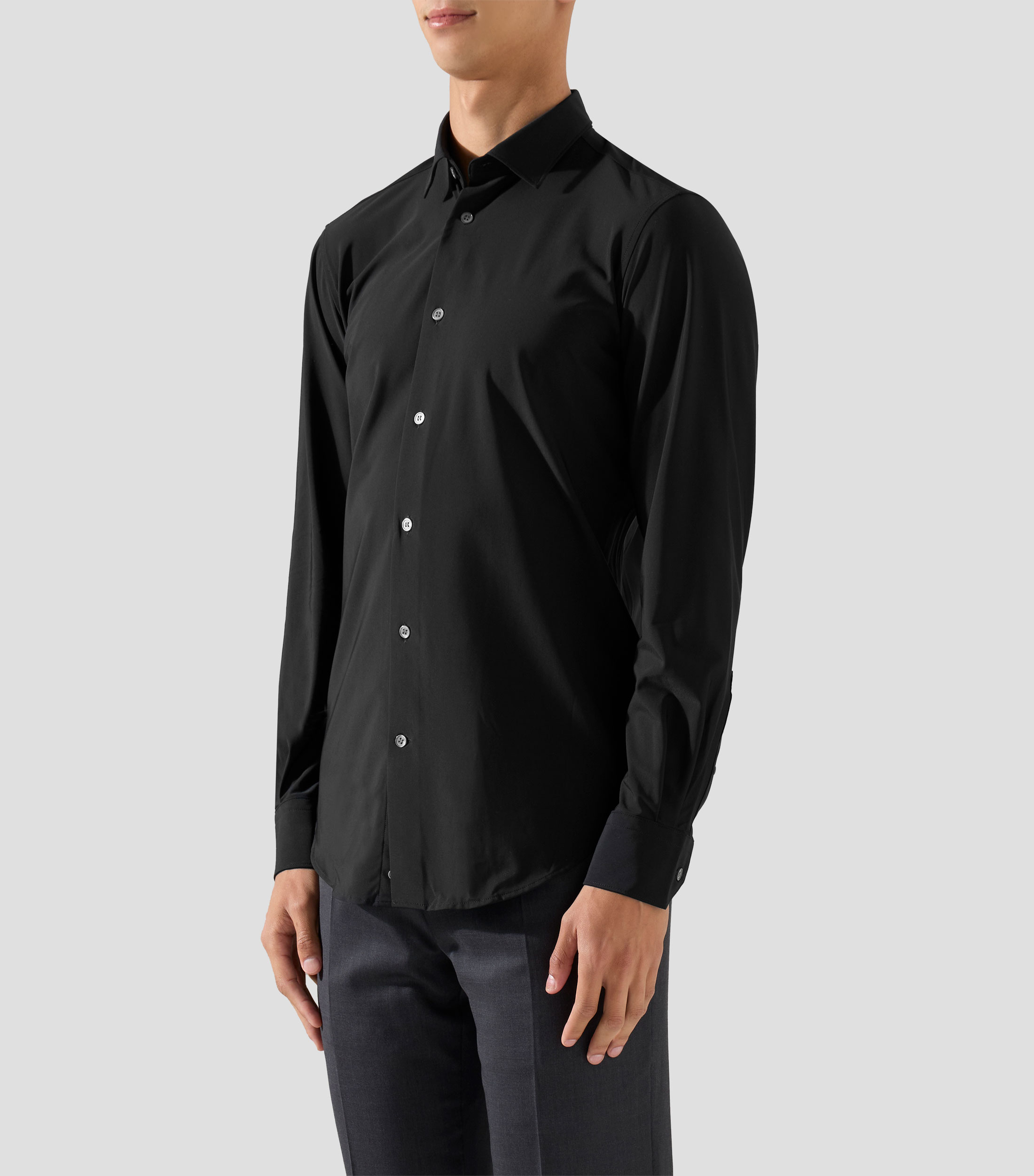 Camisa lisa con manga larga Hombre