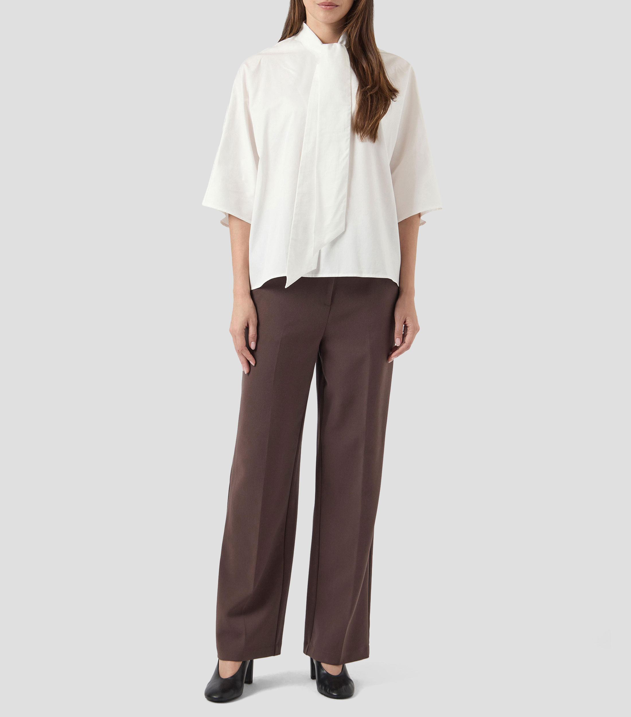 Blusa lisa manga 3/4 Mujer