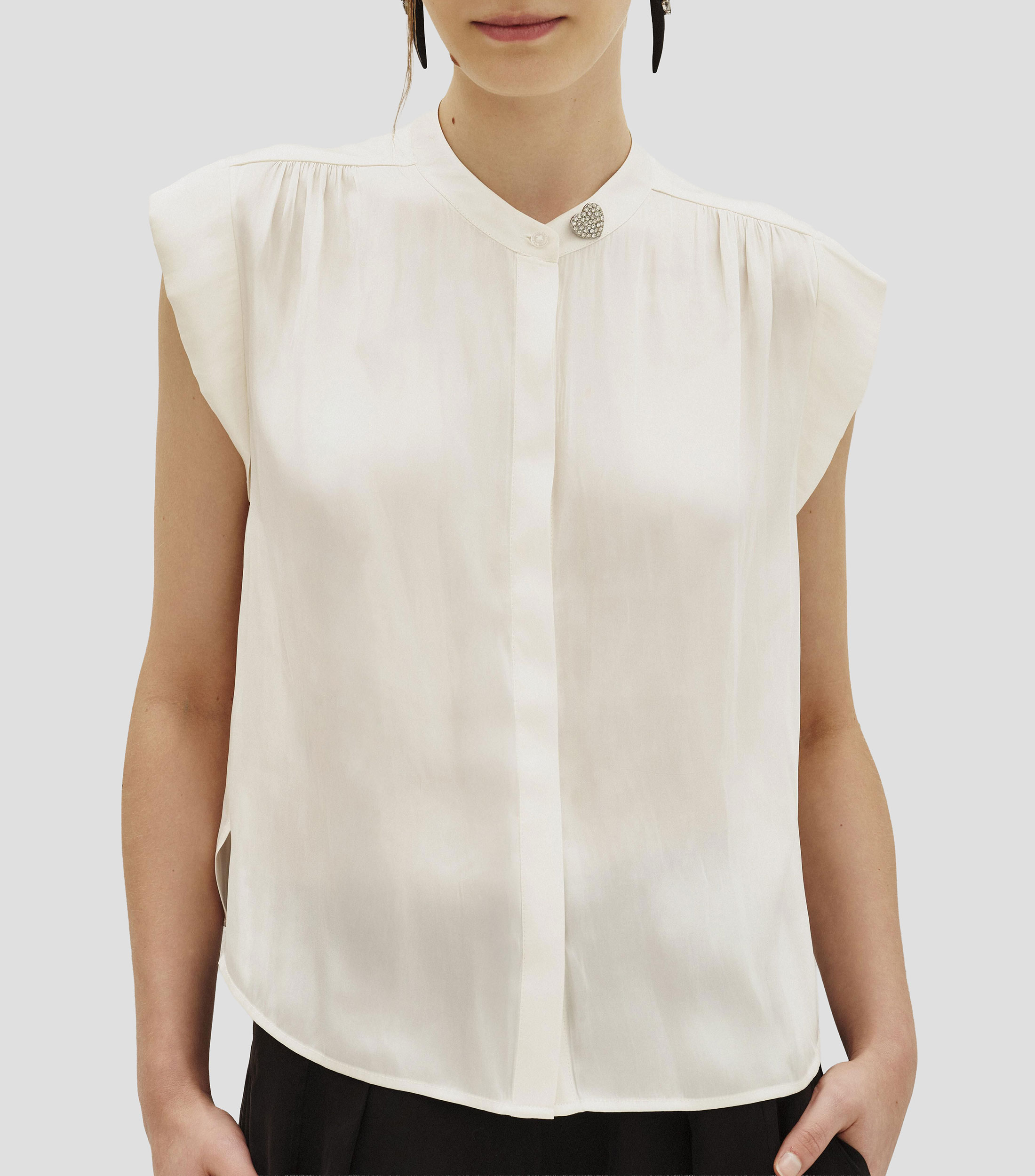 Blusa lisa manga corta Mujer
