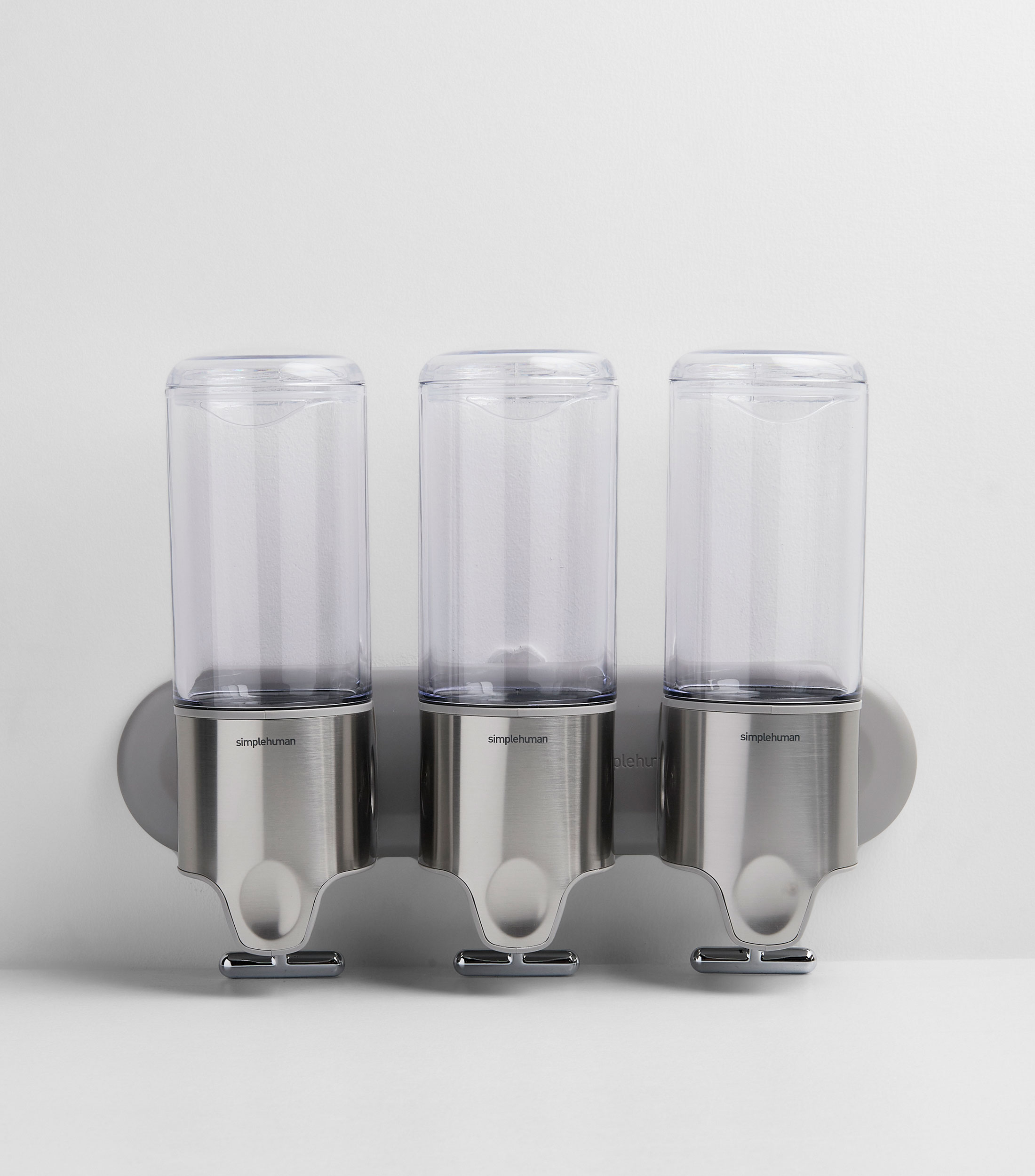 Dispensador de pared para baño triple en Acero Inoxidable