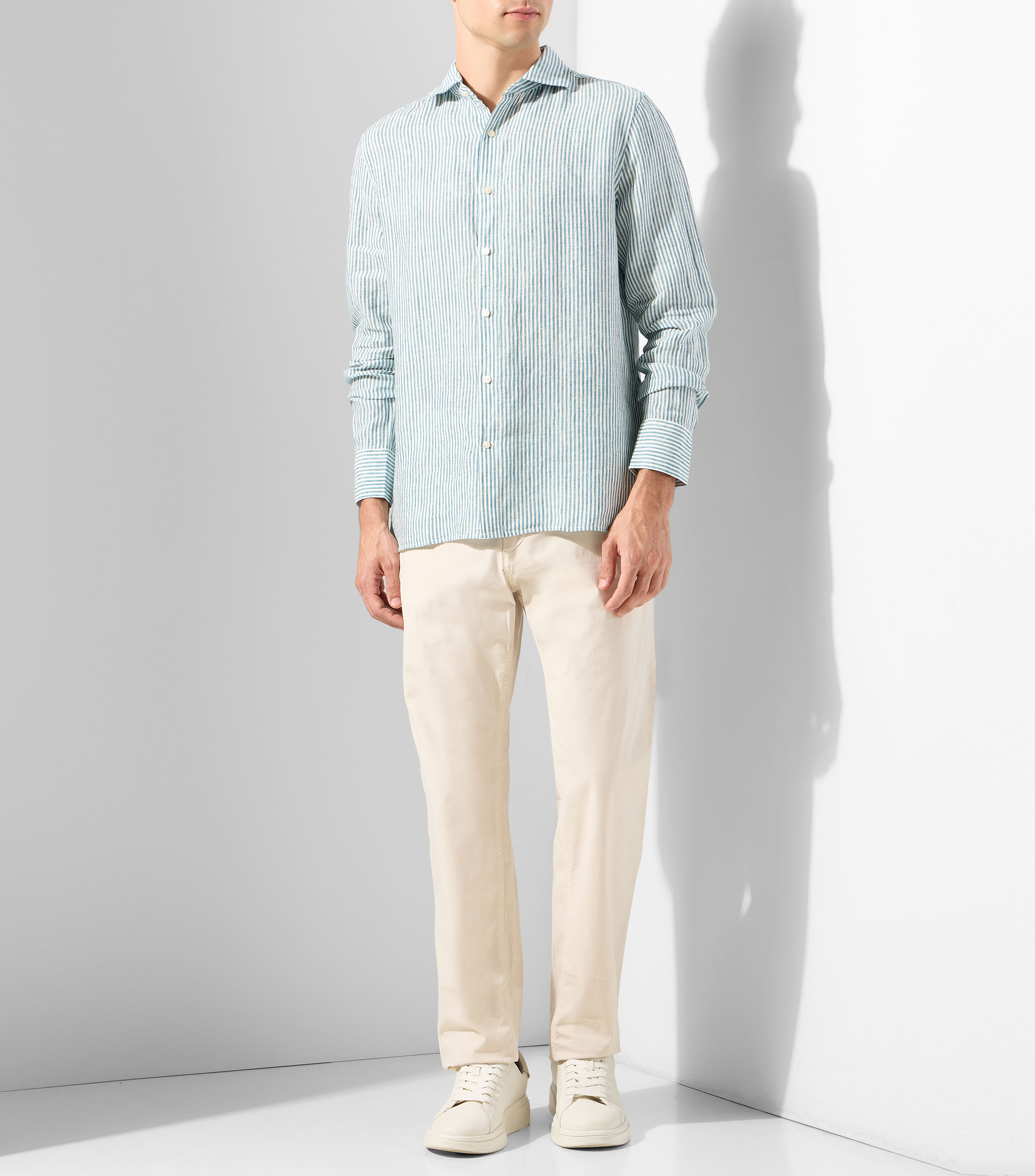 Camisa a rayas manga larga Hombre