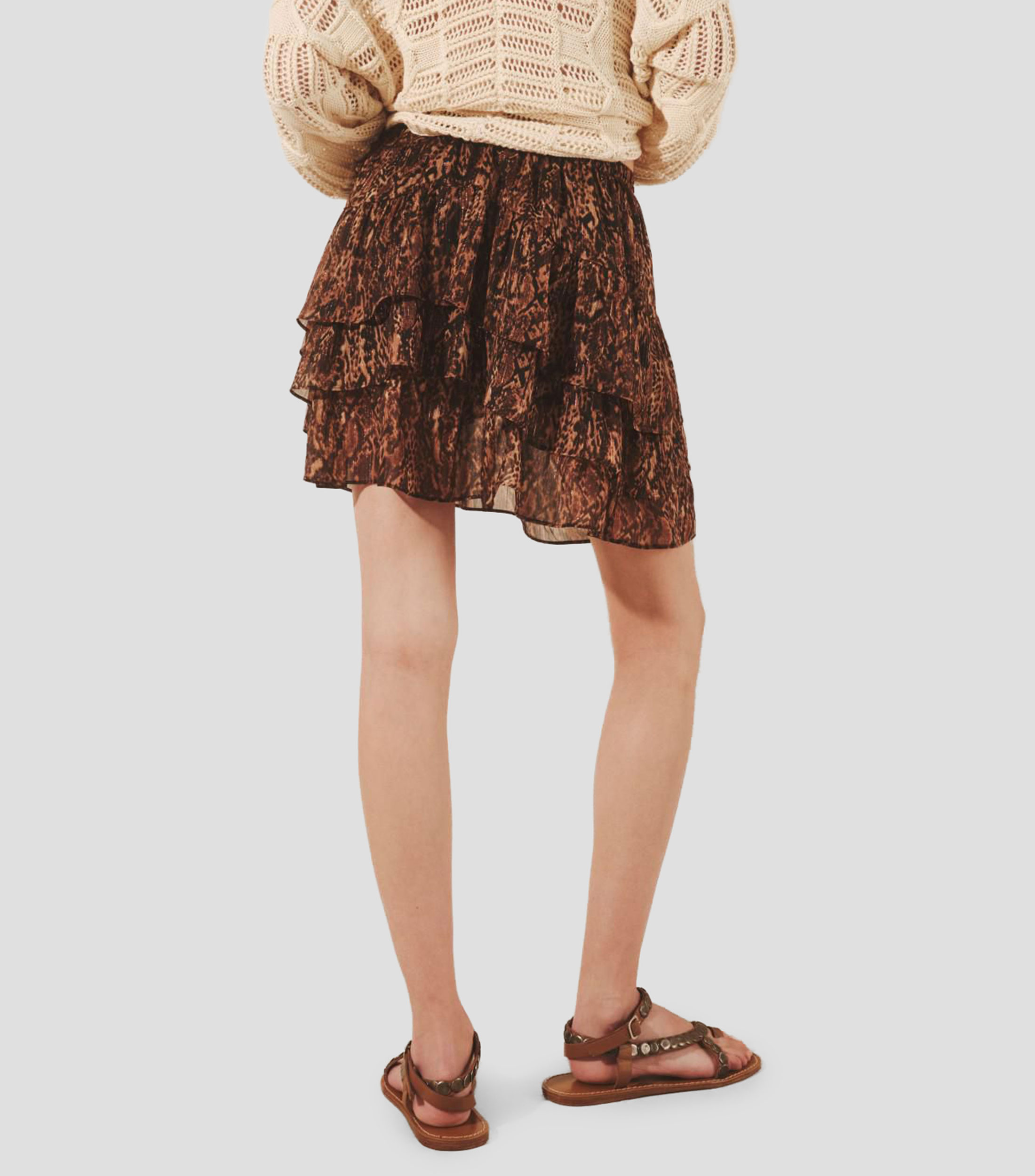 Falda corta de corte A estampada en animalprint Mujer