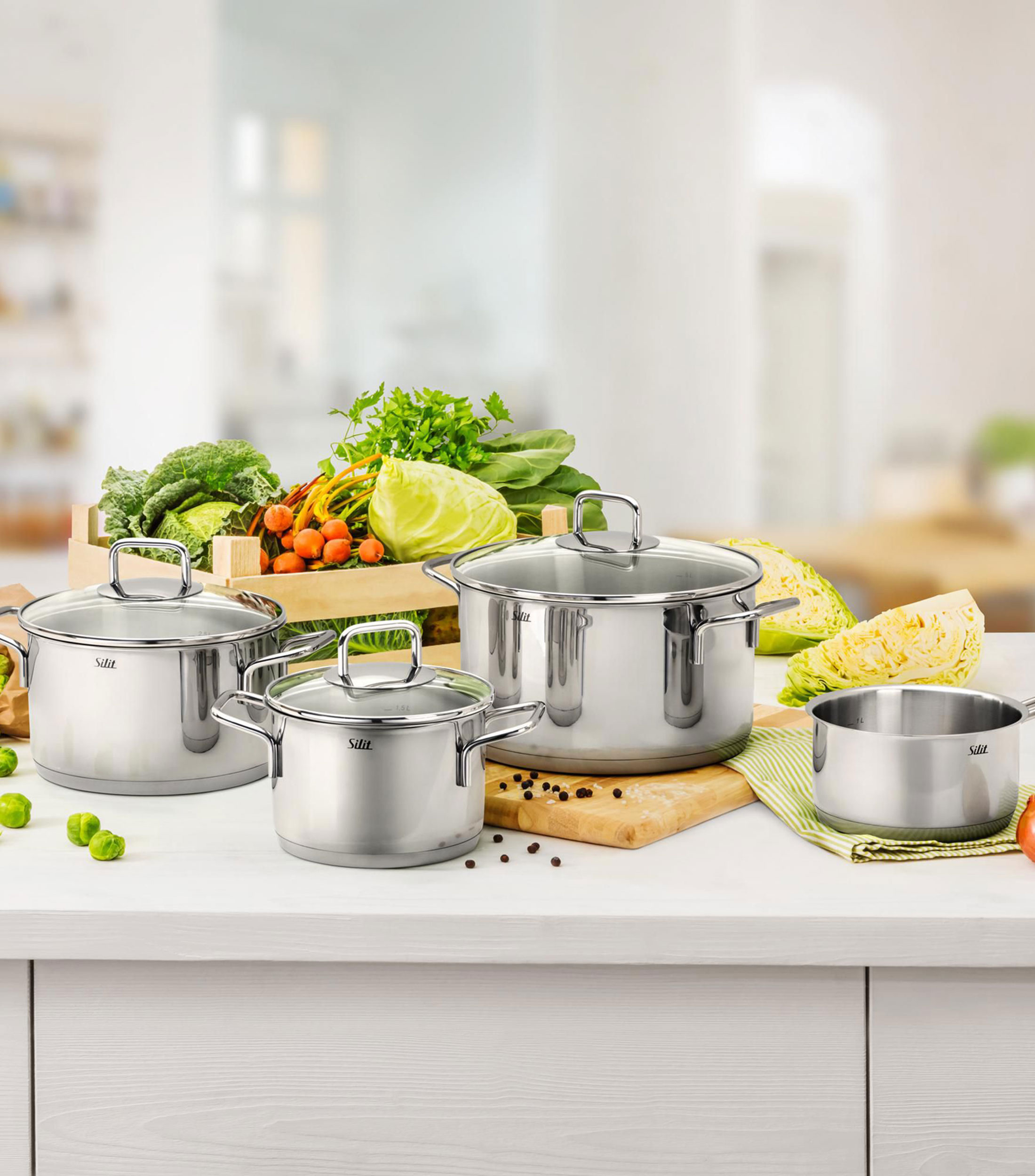Batería de cocina en acero inoxidable Extra Cook 6 piezas