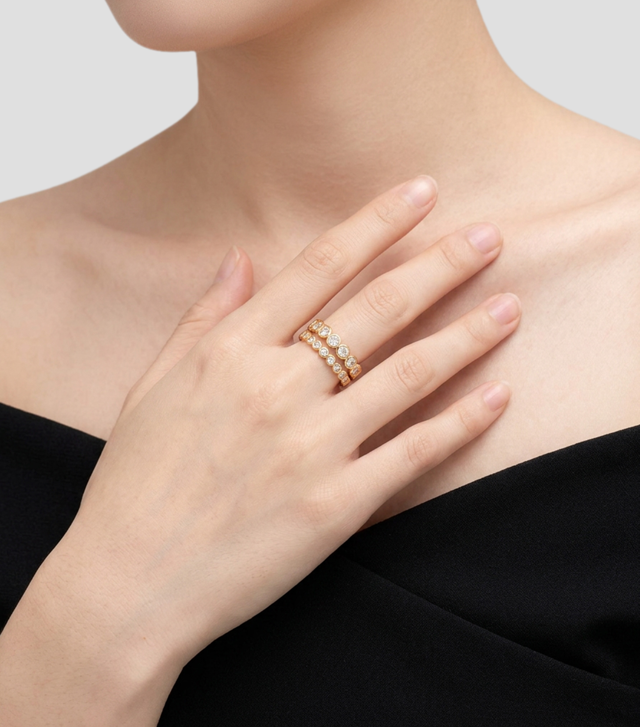Set 2 Anillos Eclora con circonias Mujer