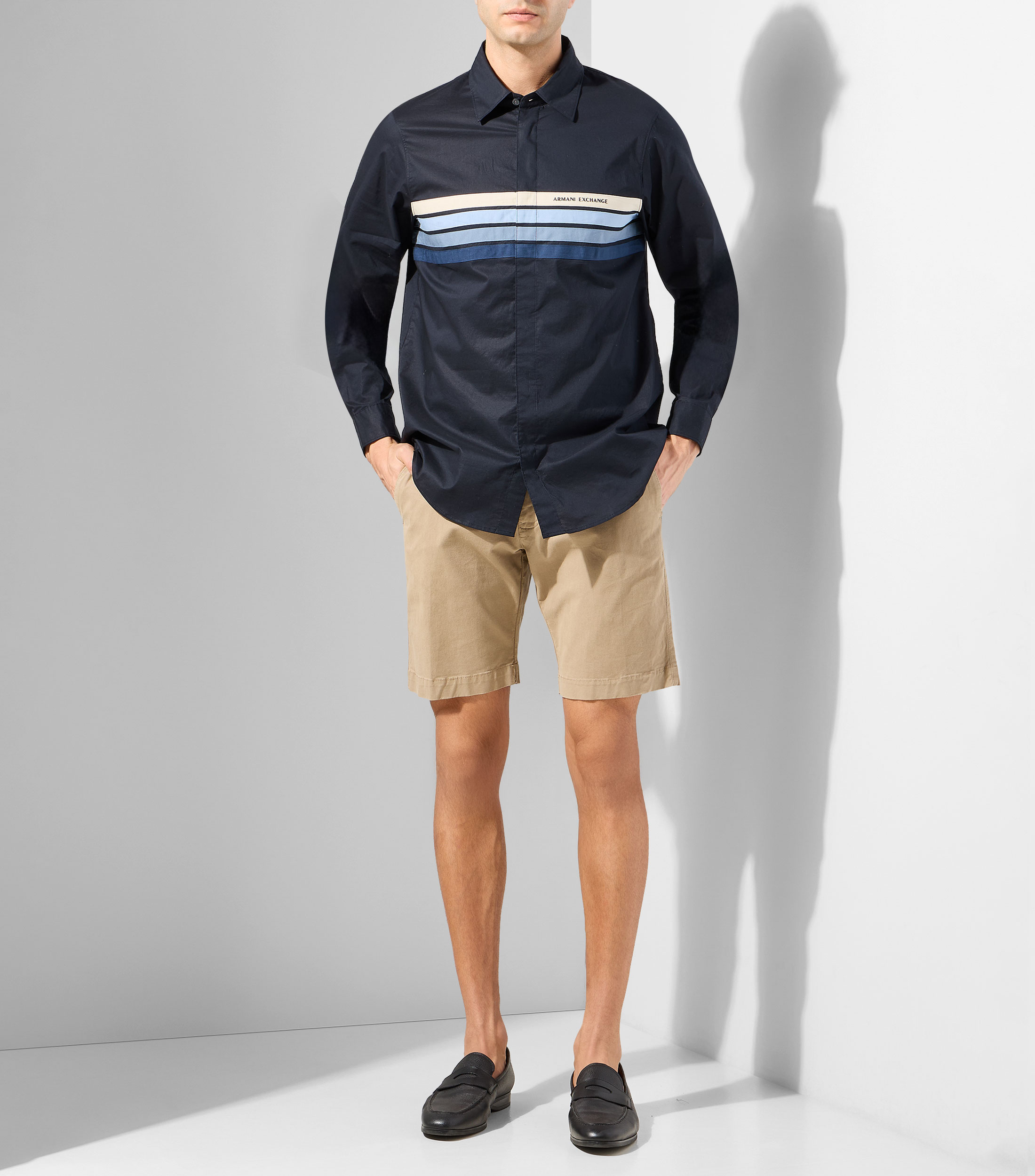 Camisa rayas manga larga Hombre