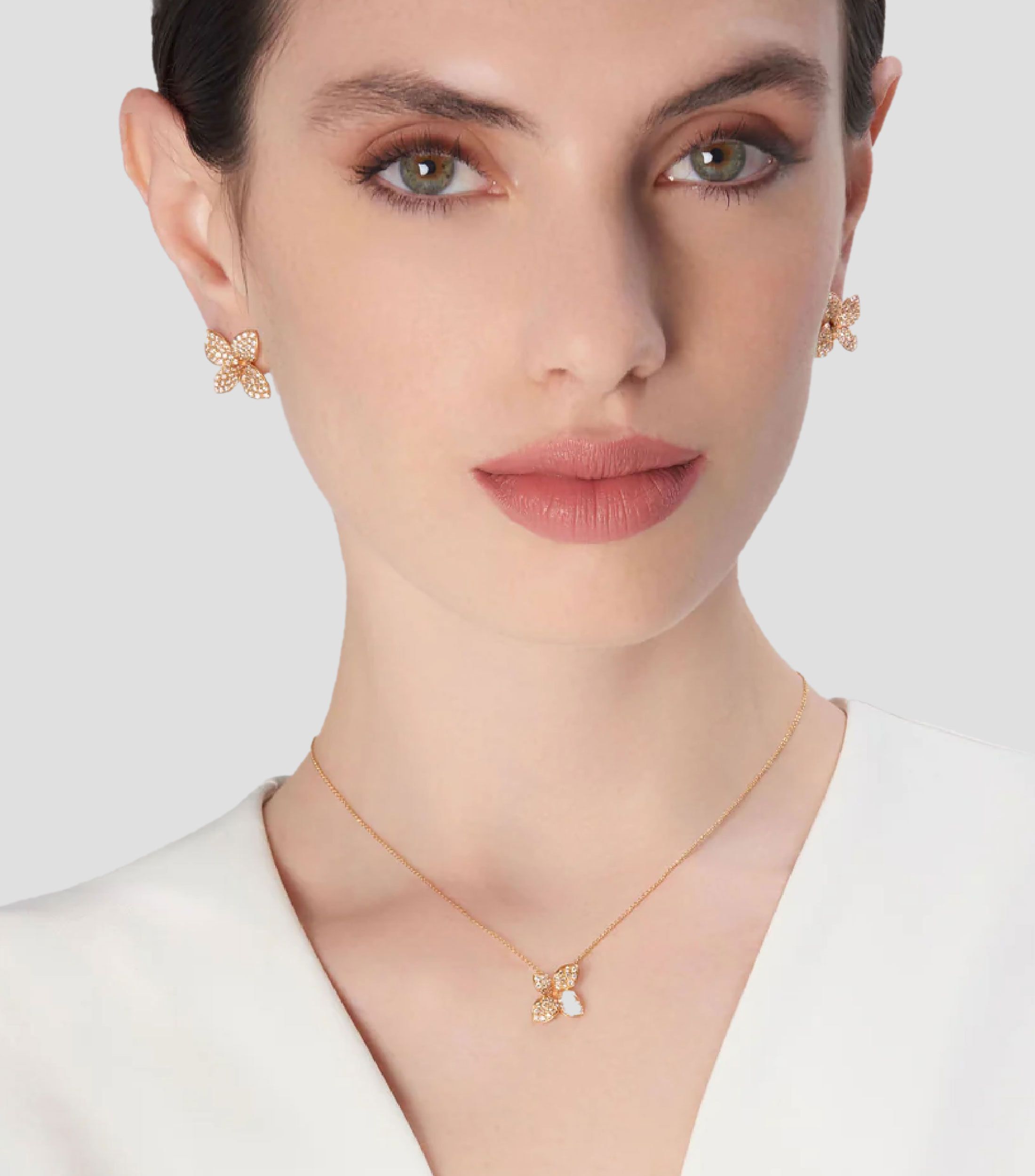 Aretes en oro rosa 18 kilates con diamantes Petit Garden Mujer