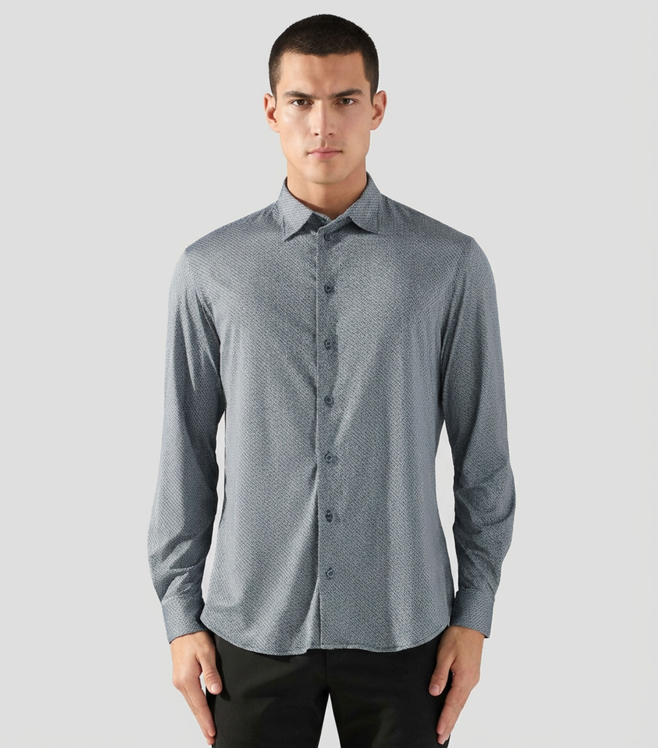 Camisa estampada con manga larga Hombre