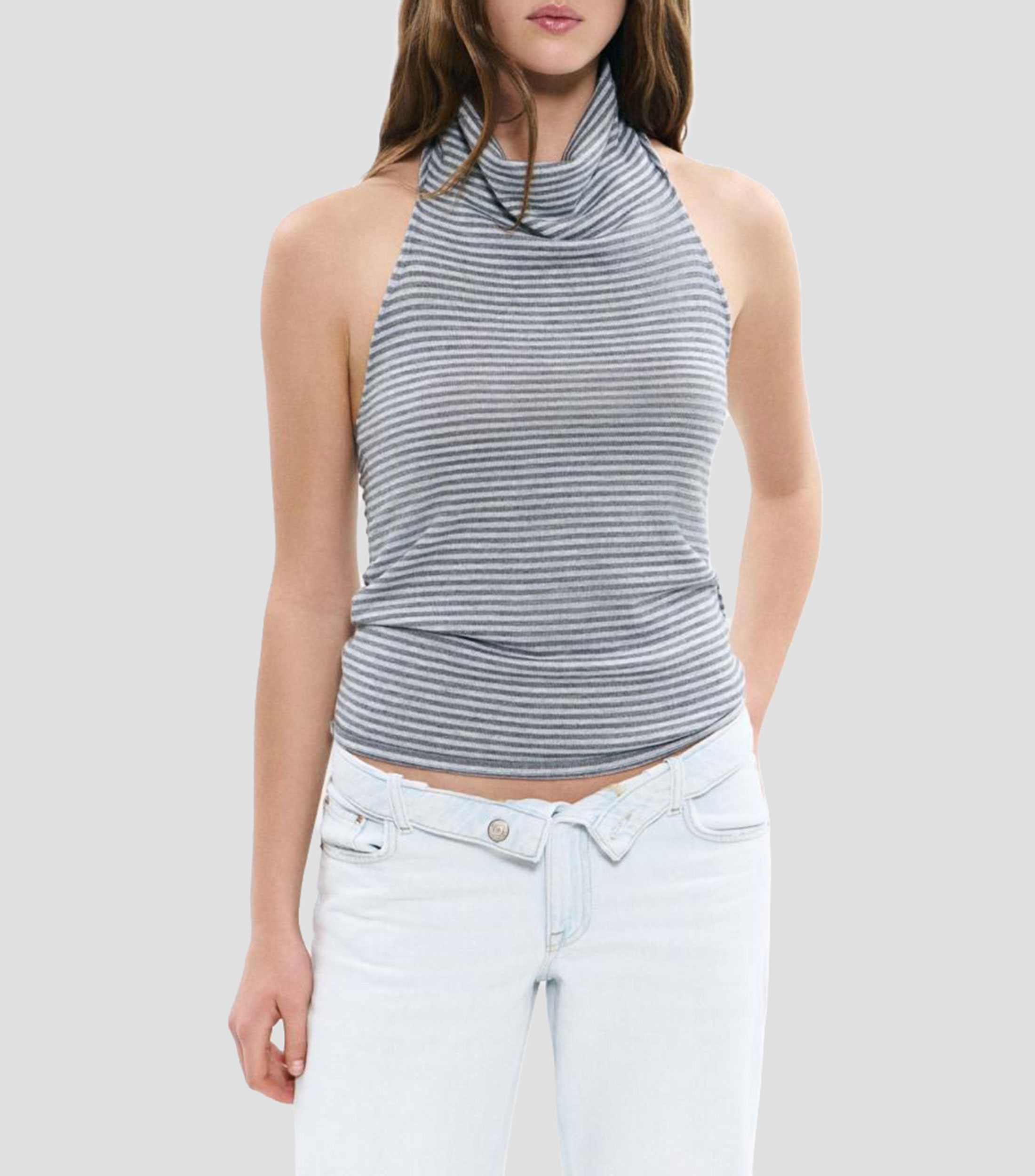 Blusa rayas sin mangas Mujer