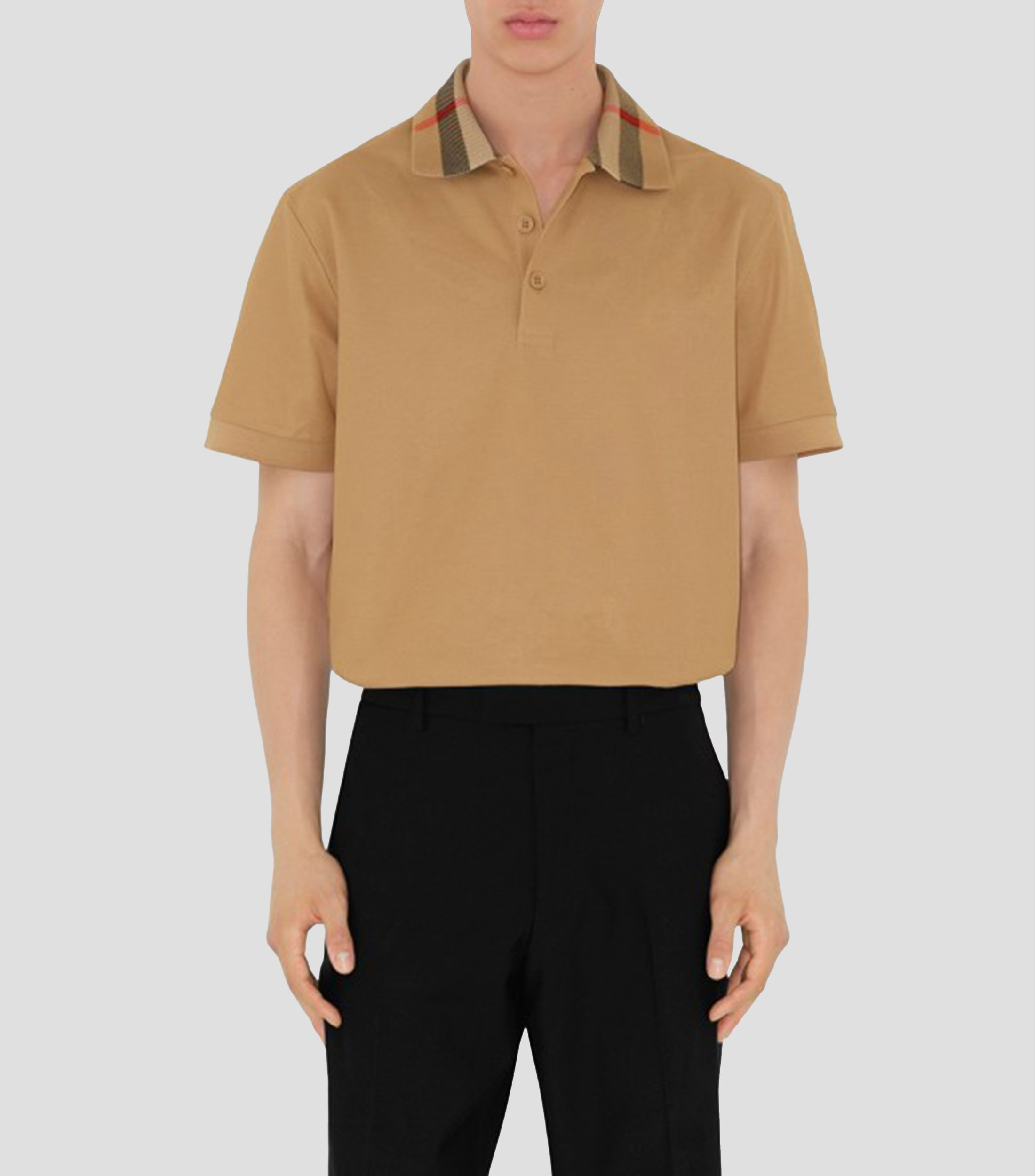 Playera tipo polo de manga corta lisa Hombre