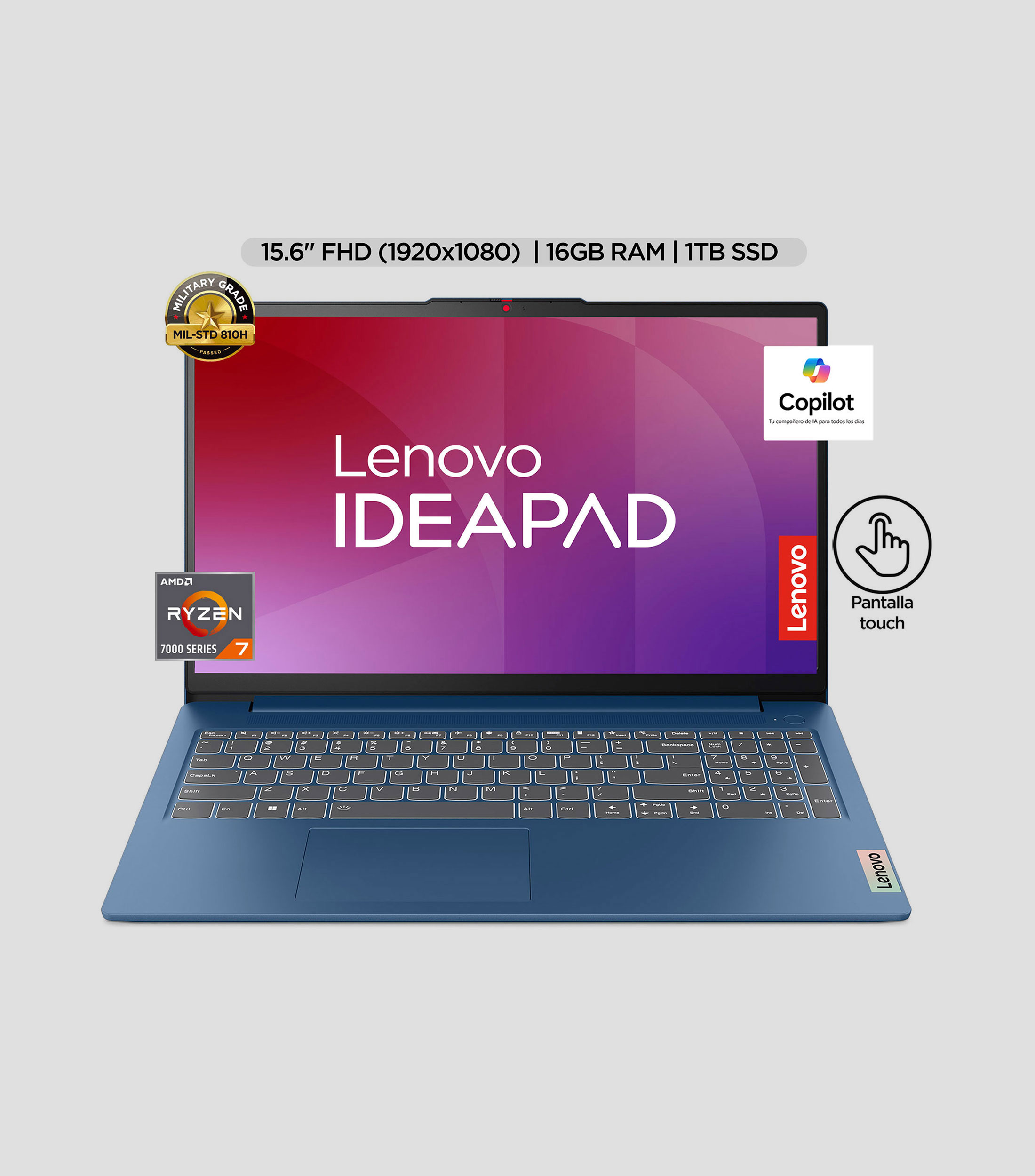 Laptop IdeaPad Slim 3, 15.6", AMD Radeon, AMD Ryzen 7, RAM 16 GB, SSD 1 TB, Abyss Blue