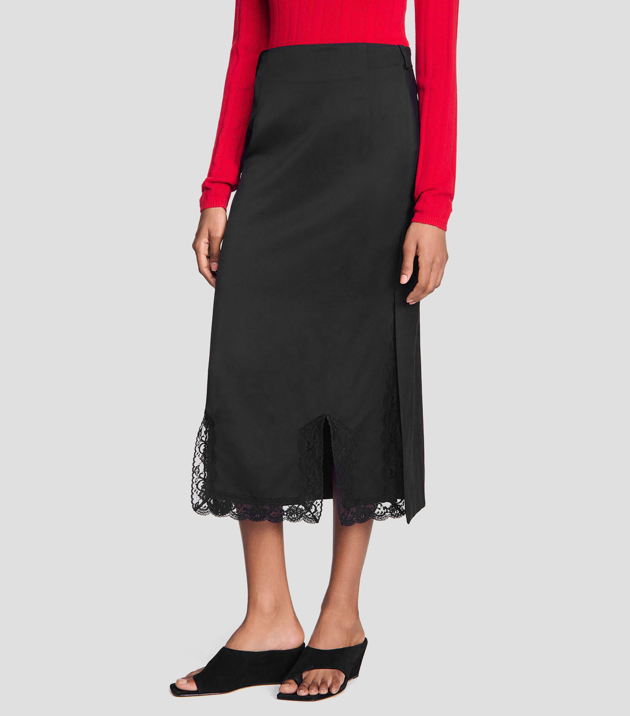 Falda midi de corte A lisa Mujer