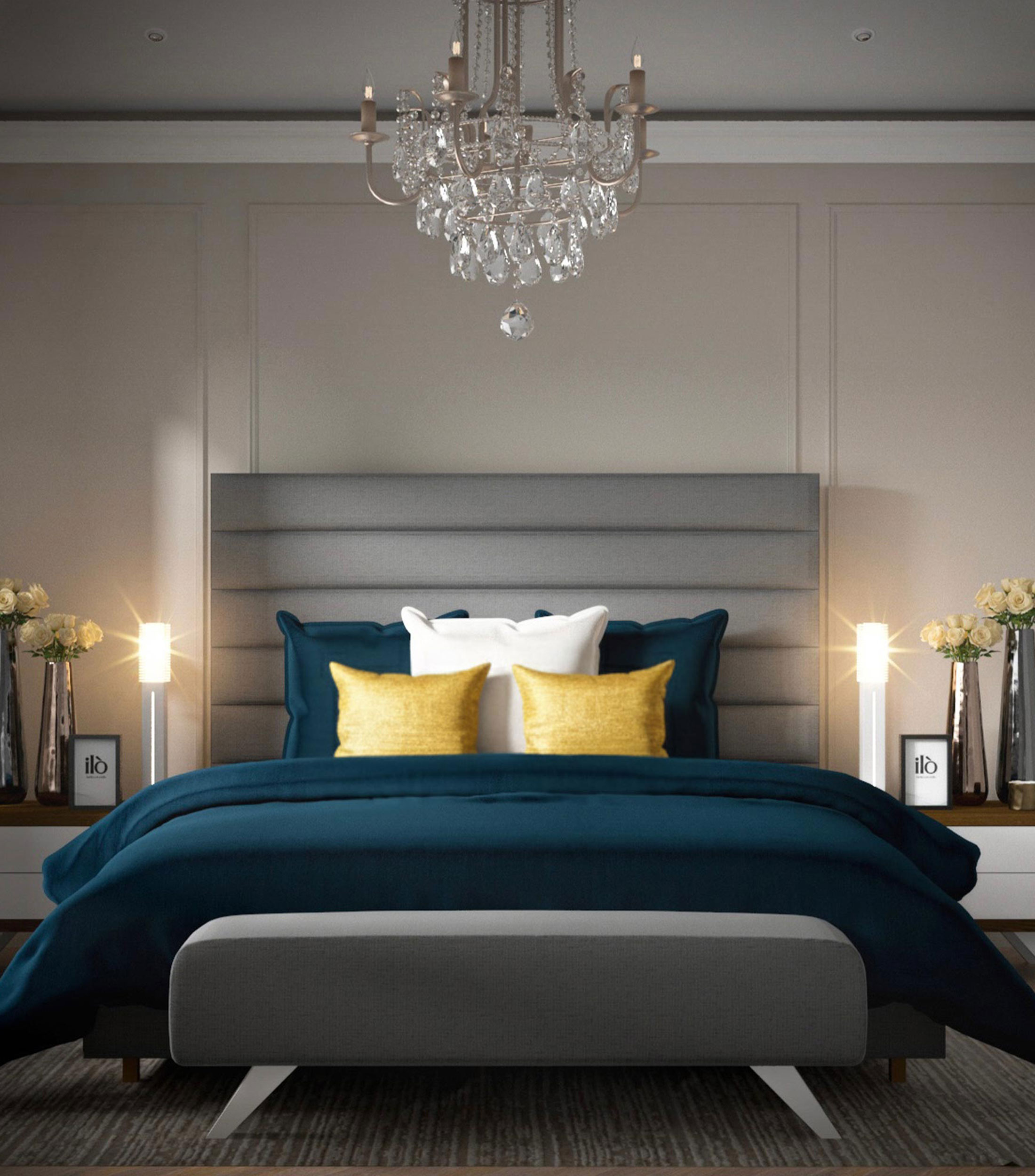Cama King Size Ribbed Velvet Grafito en tela
