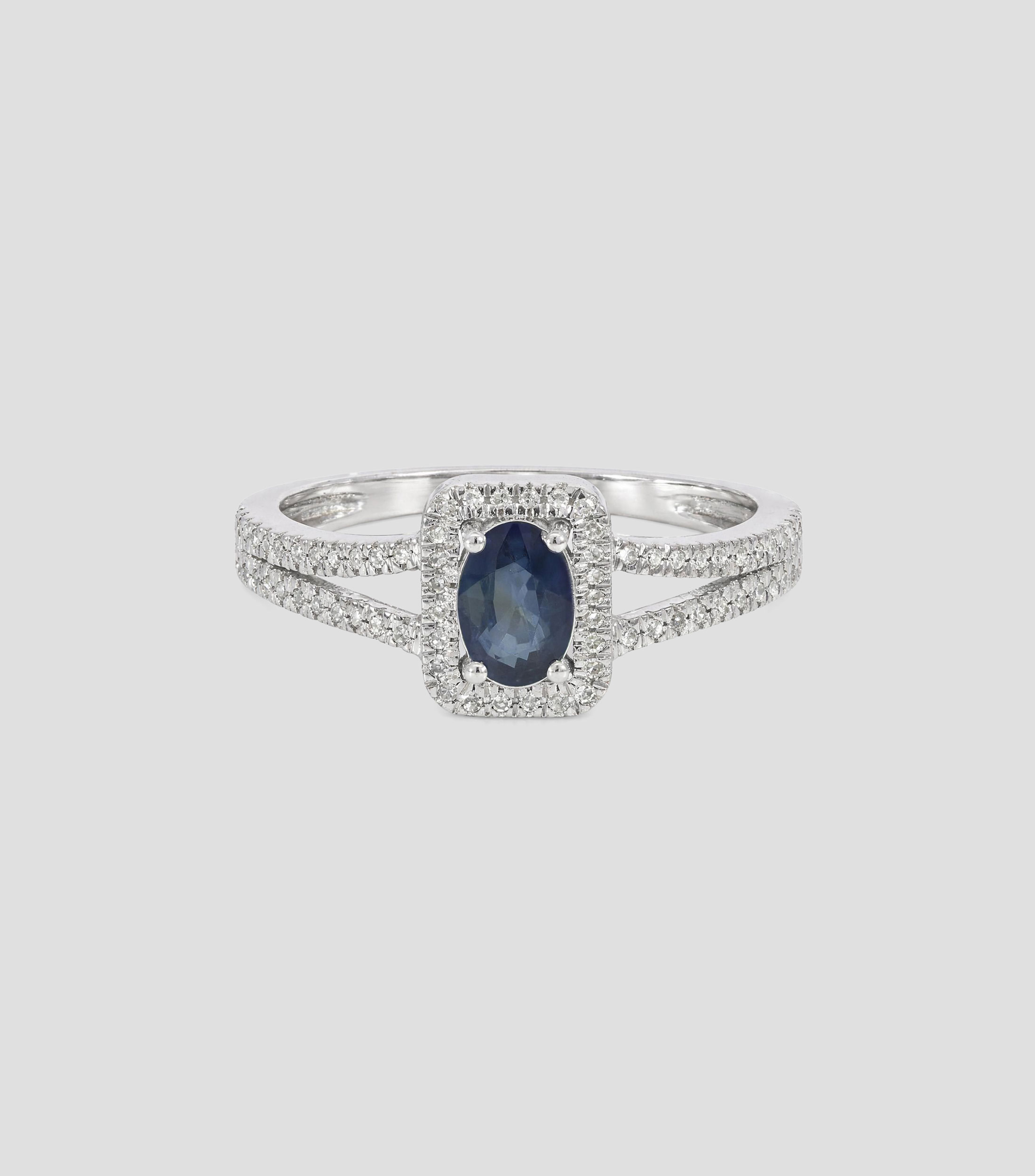 Anillo en oro de 14 kilates con zafiro Mujer