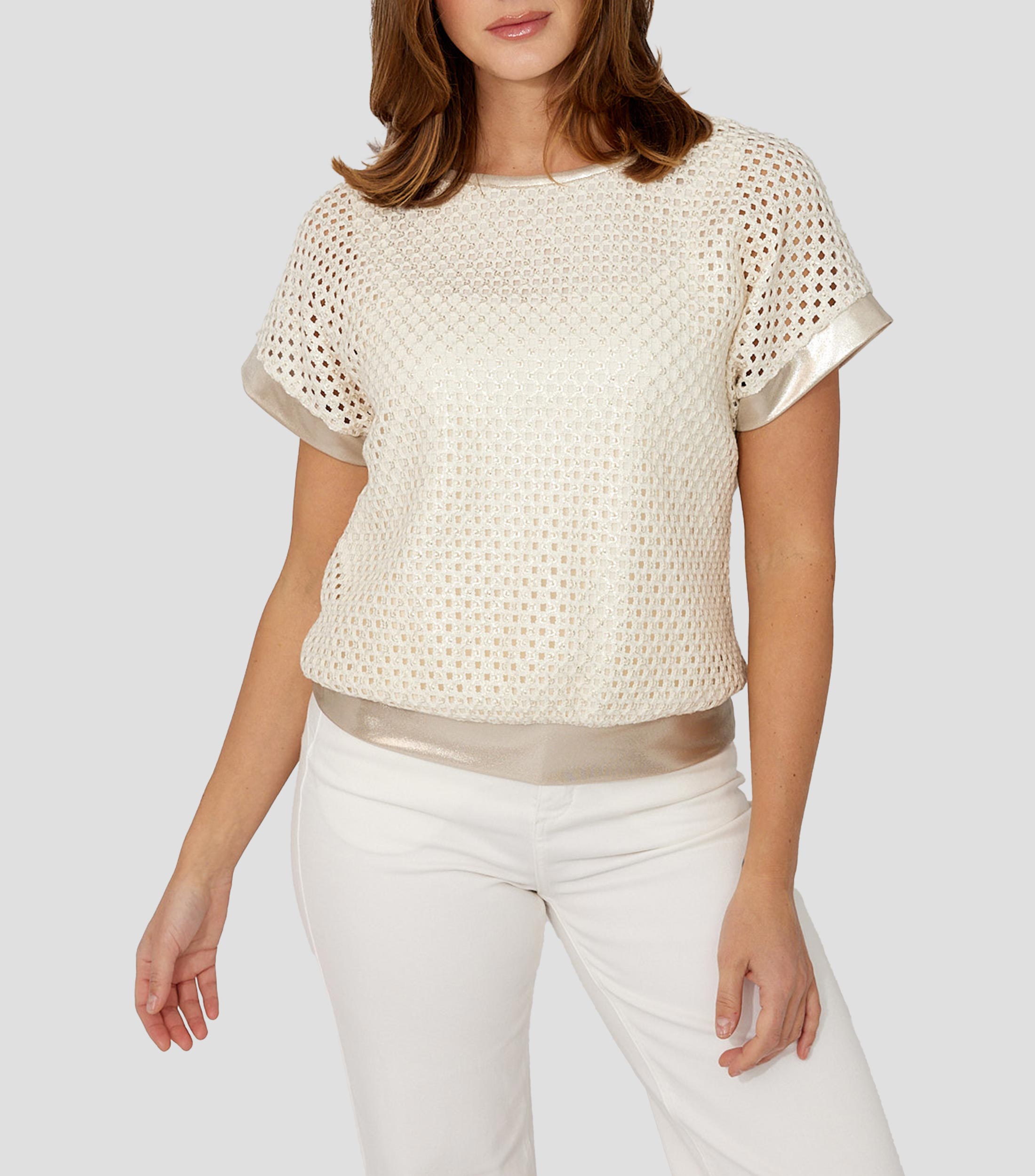 Blusa lisa manga corta Mujer
