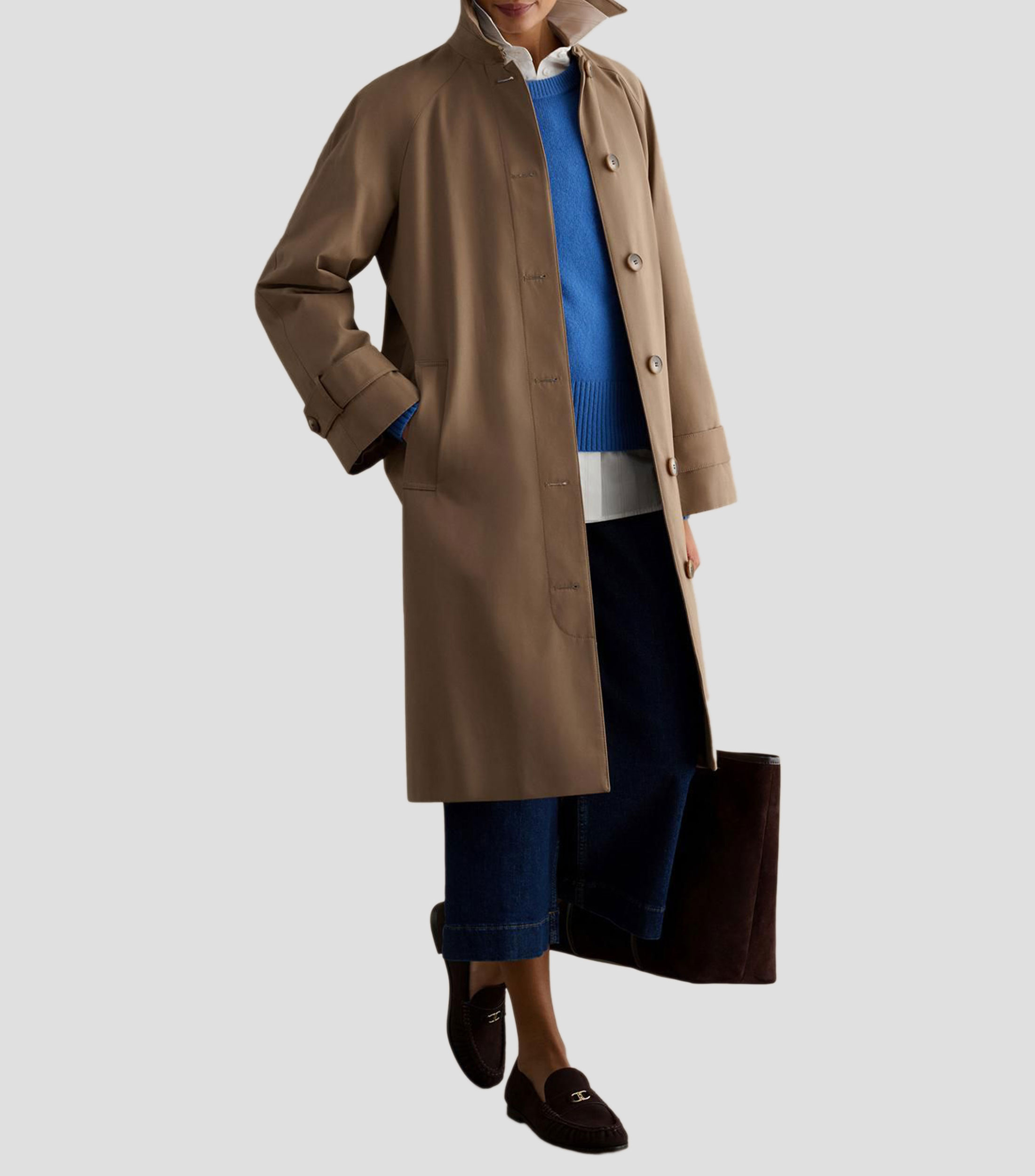 Gabardina larga con botones Mujer