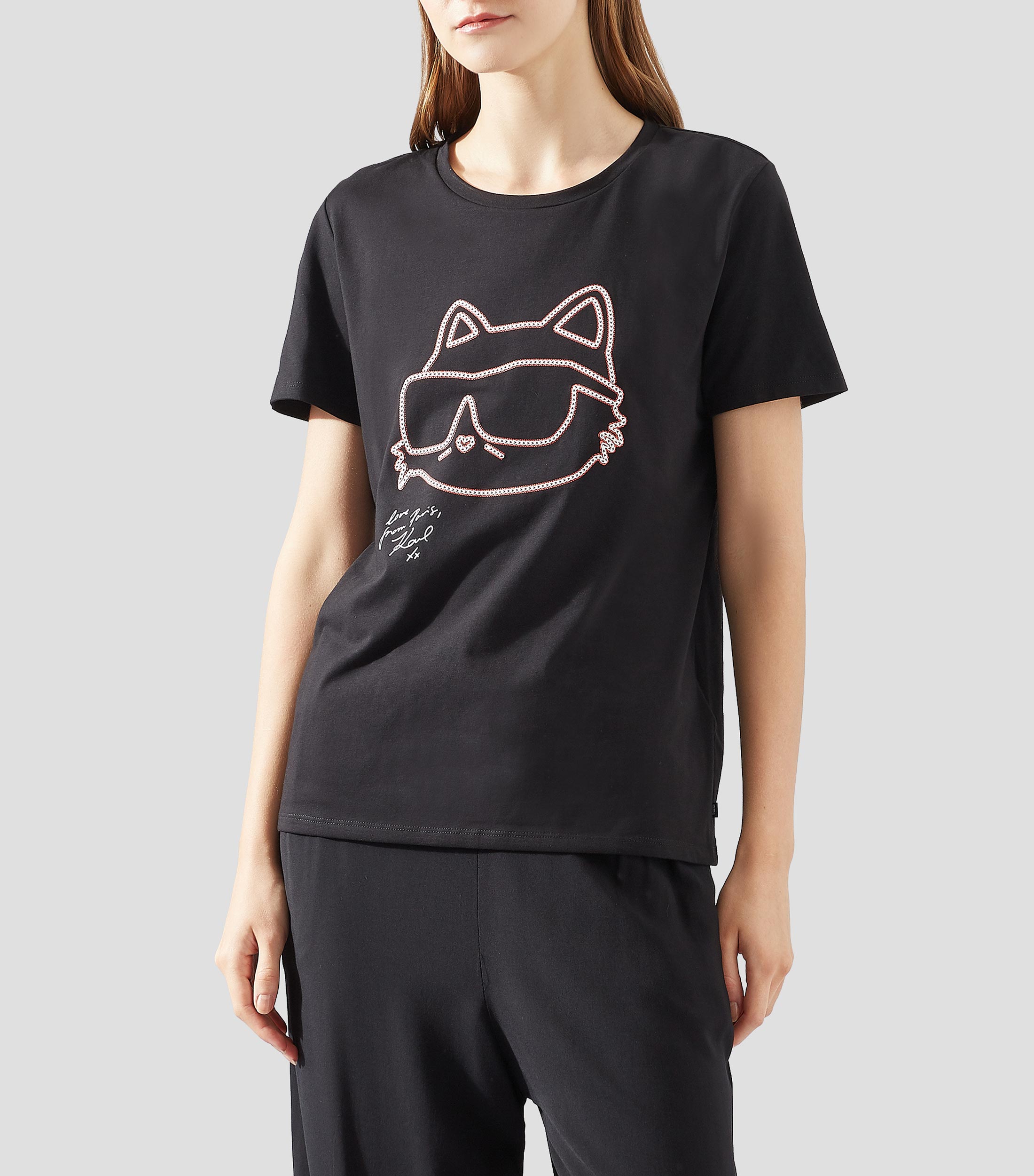 Playera cuello redondo manga corta estampada Mujer
