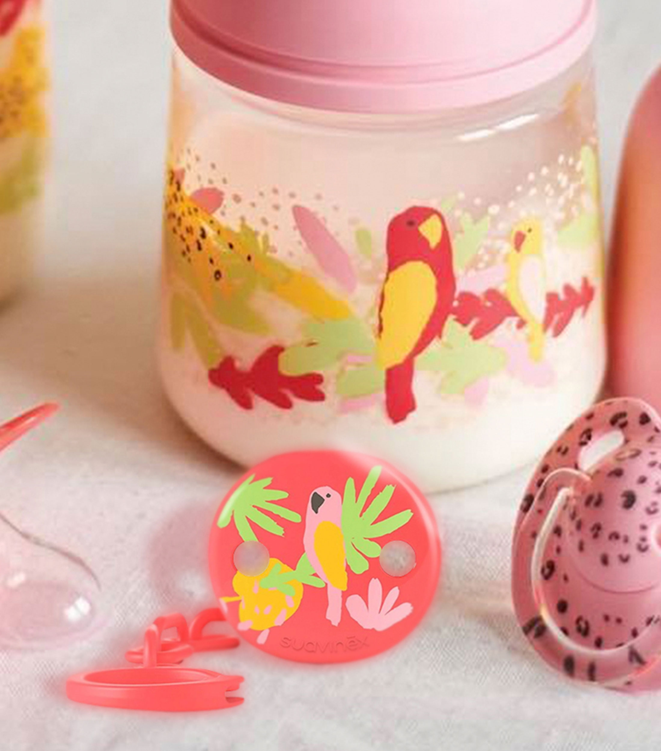 Broche Sujeta Chupon Jungle rosa